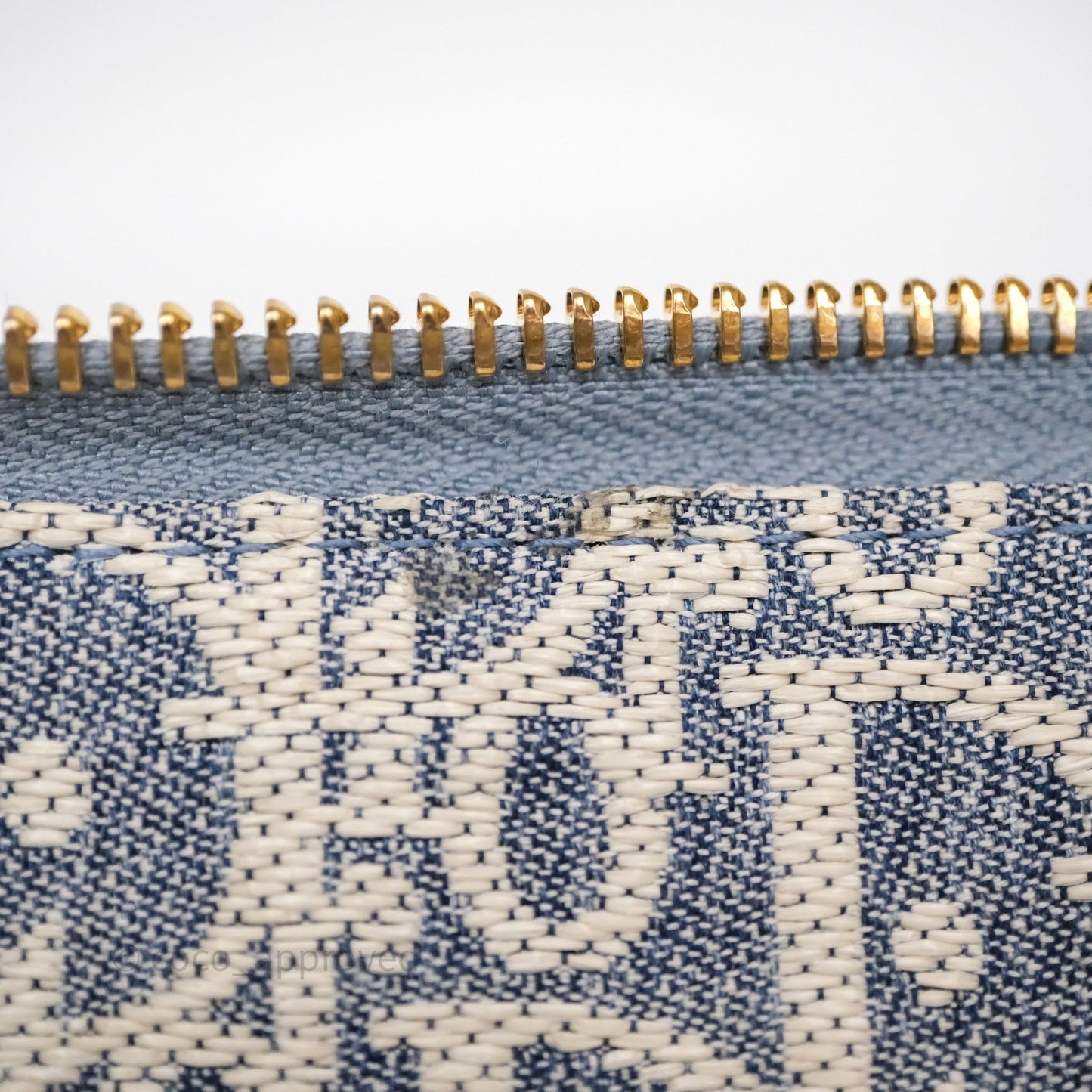 Christian Dior Diorstar Hobo Bag with Chain Blue Dior Oblique Chambray with Raffia Effect