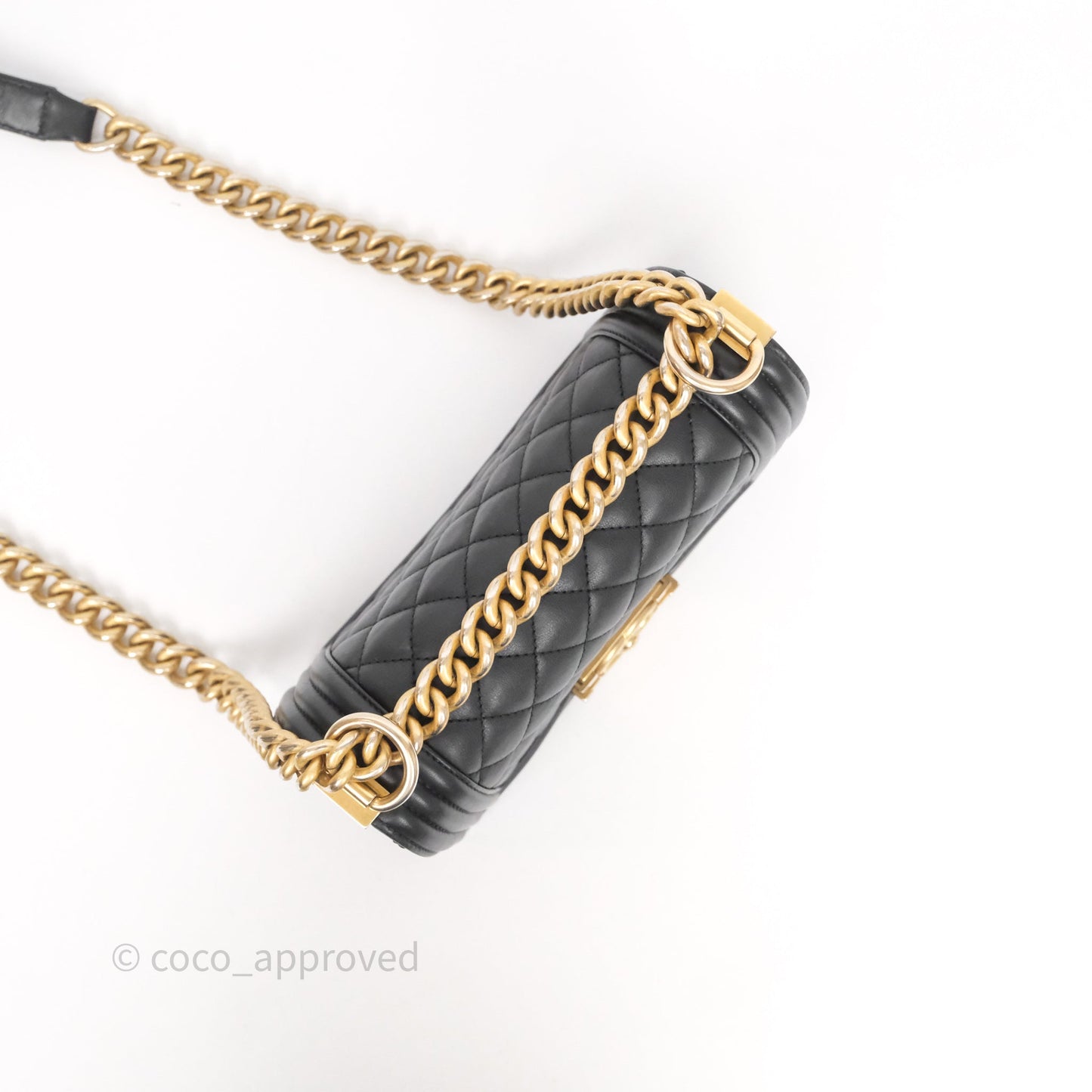 Chanel Small Boy Black Lambskin Aged Gold Hardware