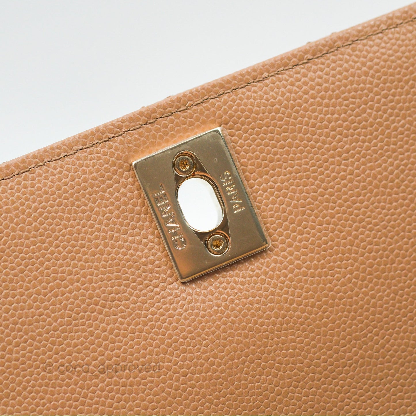 Chanel Small Coco Handle Quilted Beige Caviar Gold Hardware