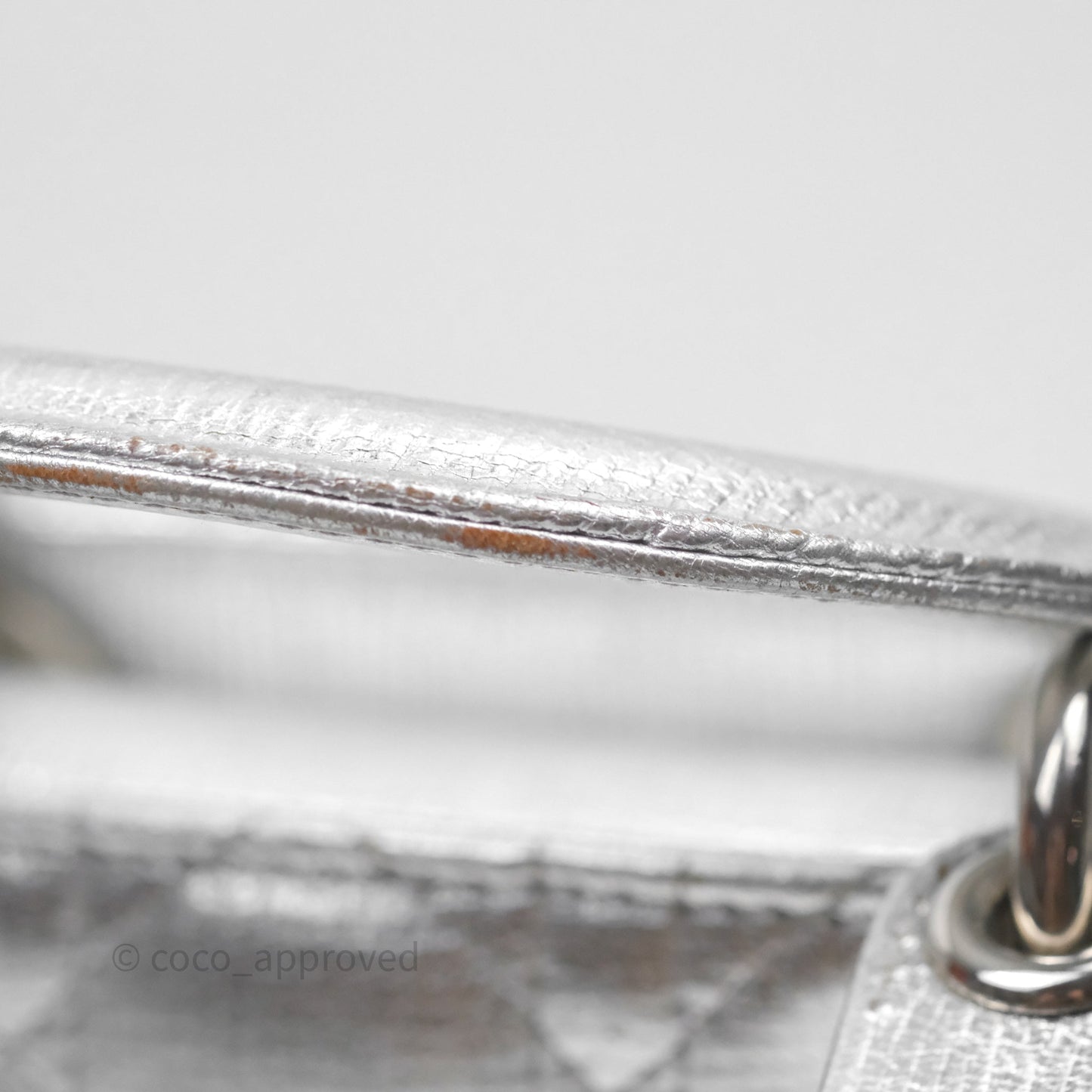 Christian Dior Small Lady Dior My ABCDior Silver Metallic Grained Calfskin Cannage