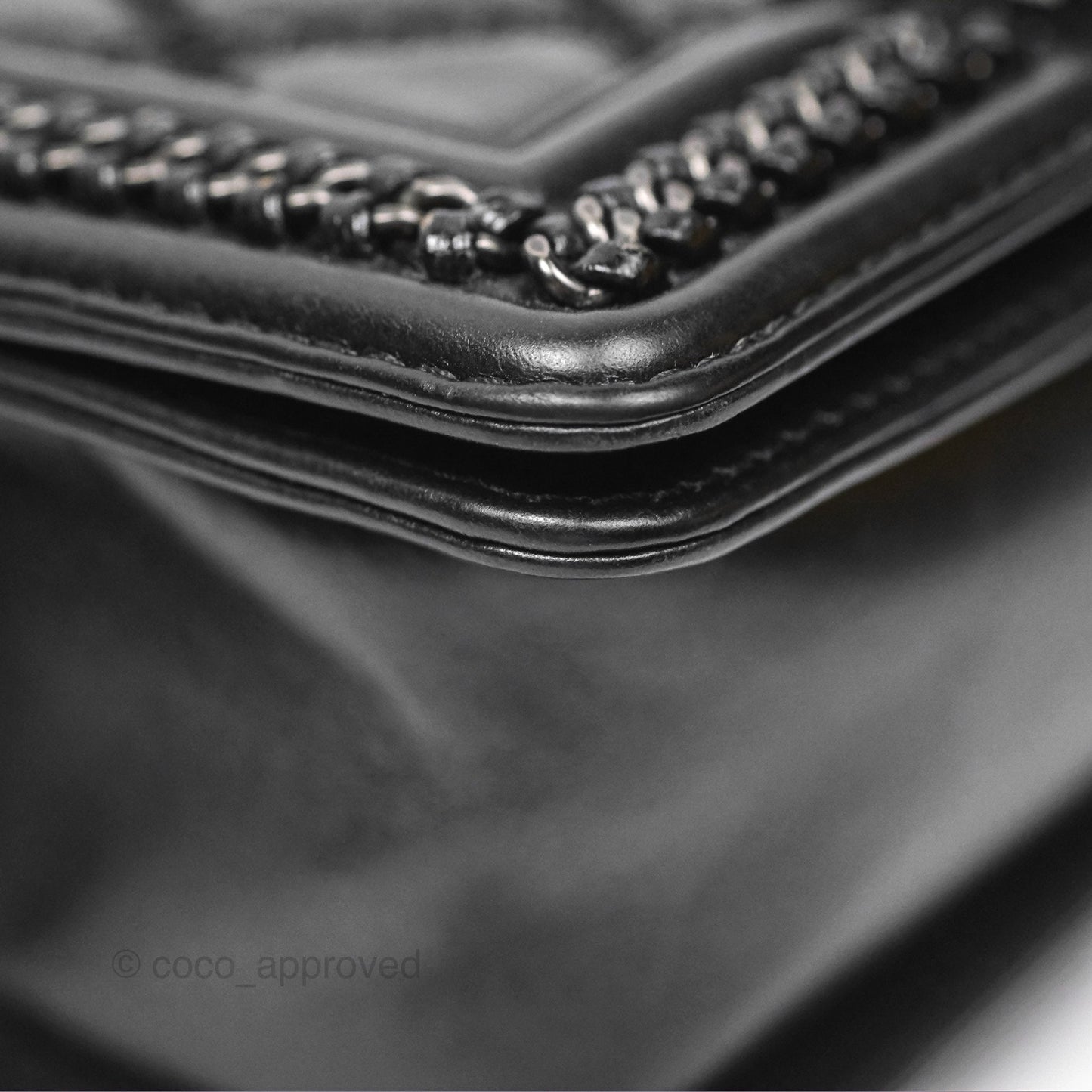 Chanel Small Chain Around Top Handle Boy Black Calfskin Ruthenium Hardware