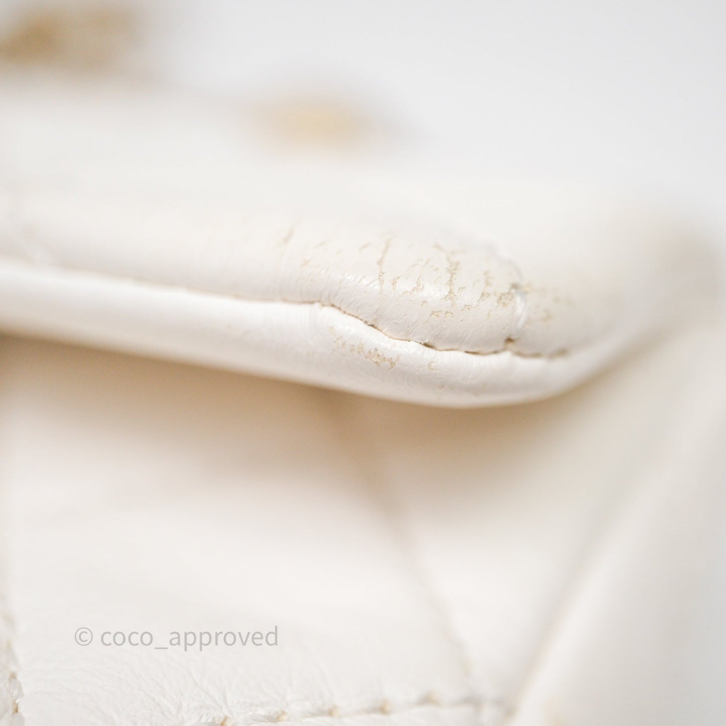 Chanel Mini Rectangular Pearl Crush Quilted White Lambskin Aged Gold Hardware