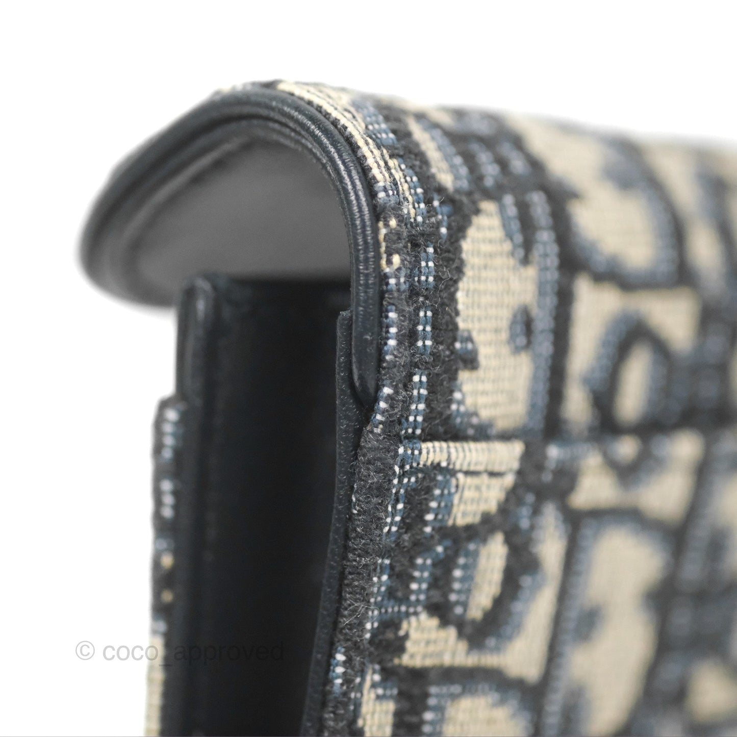 Christian Dior Saddle Flap Card Holder Blue Dior Oblique Jacquard