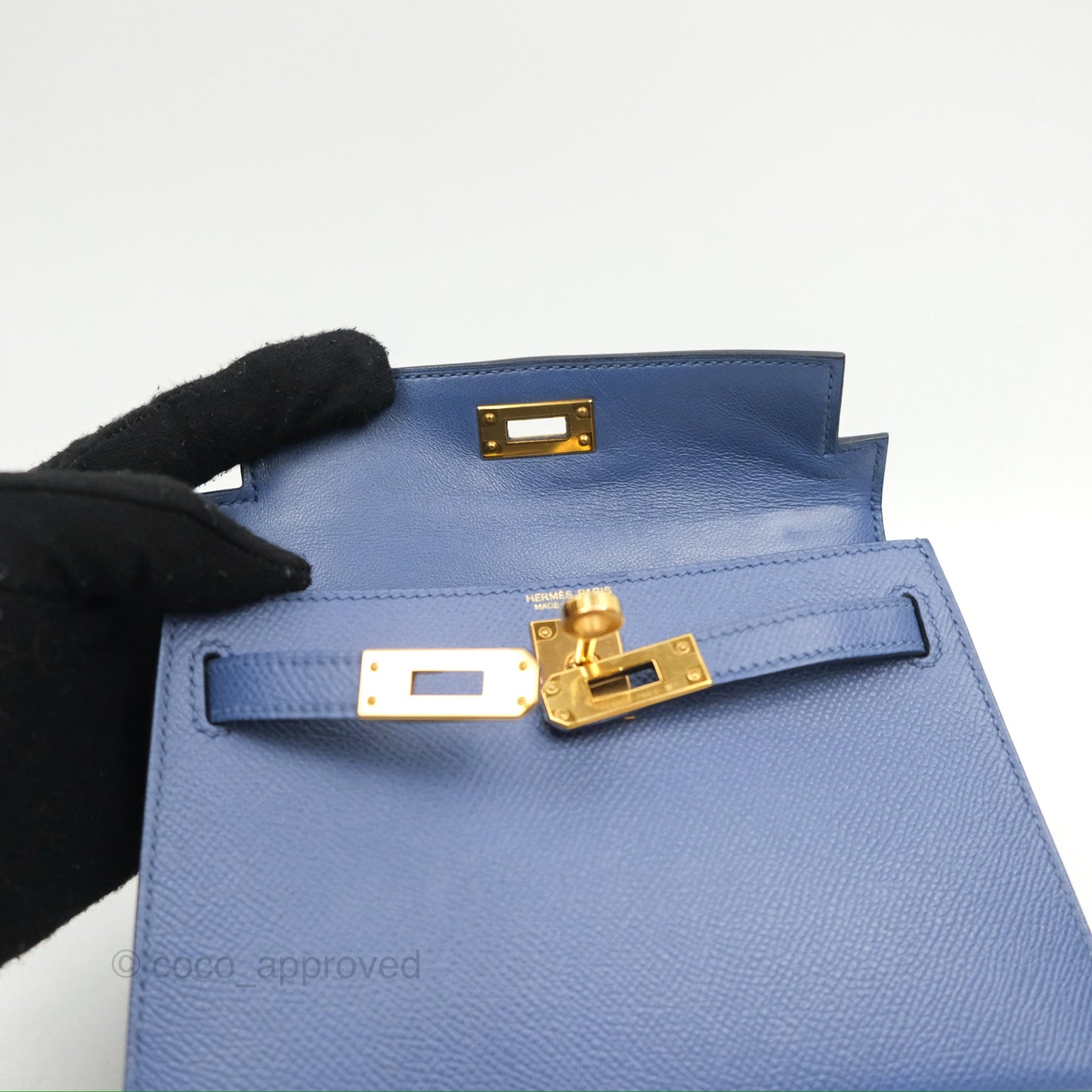 Hermès Mini Kelly II Bleu Brighton Epsom Gold Hardware