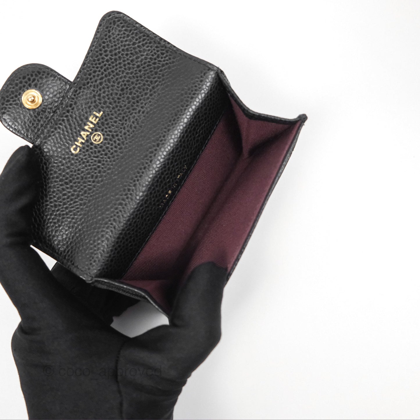 Chanel Quilted Flap Card Holder Caviar Black Gold Hardware