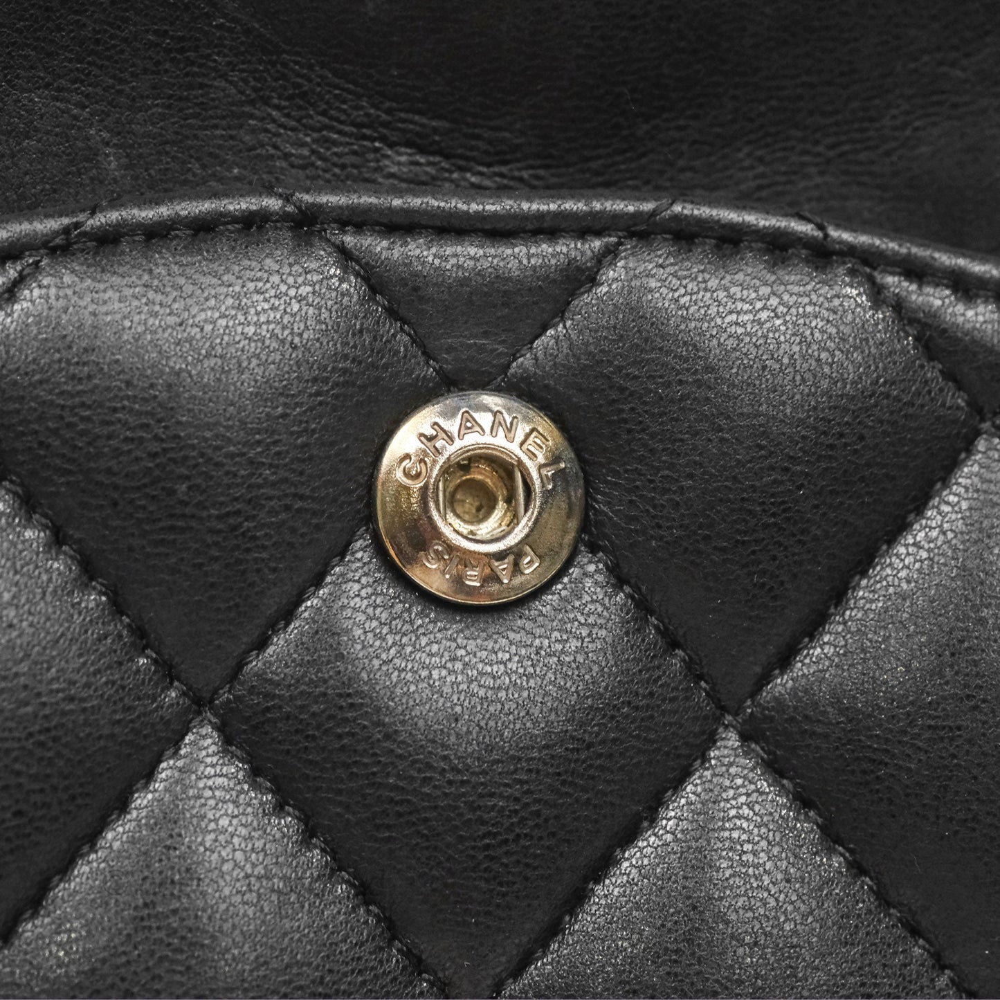 Chanel Classic M/L Medium Flap Quilted Black Lambskin Silver Hardware