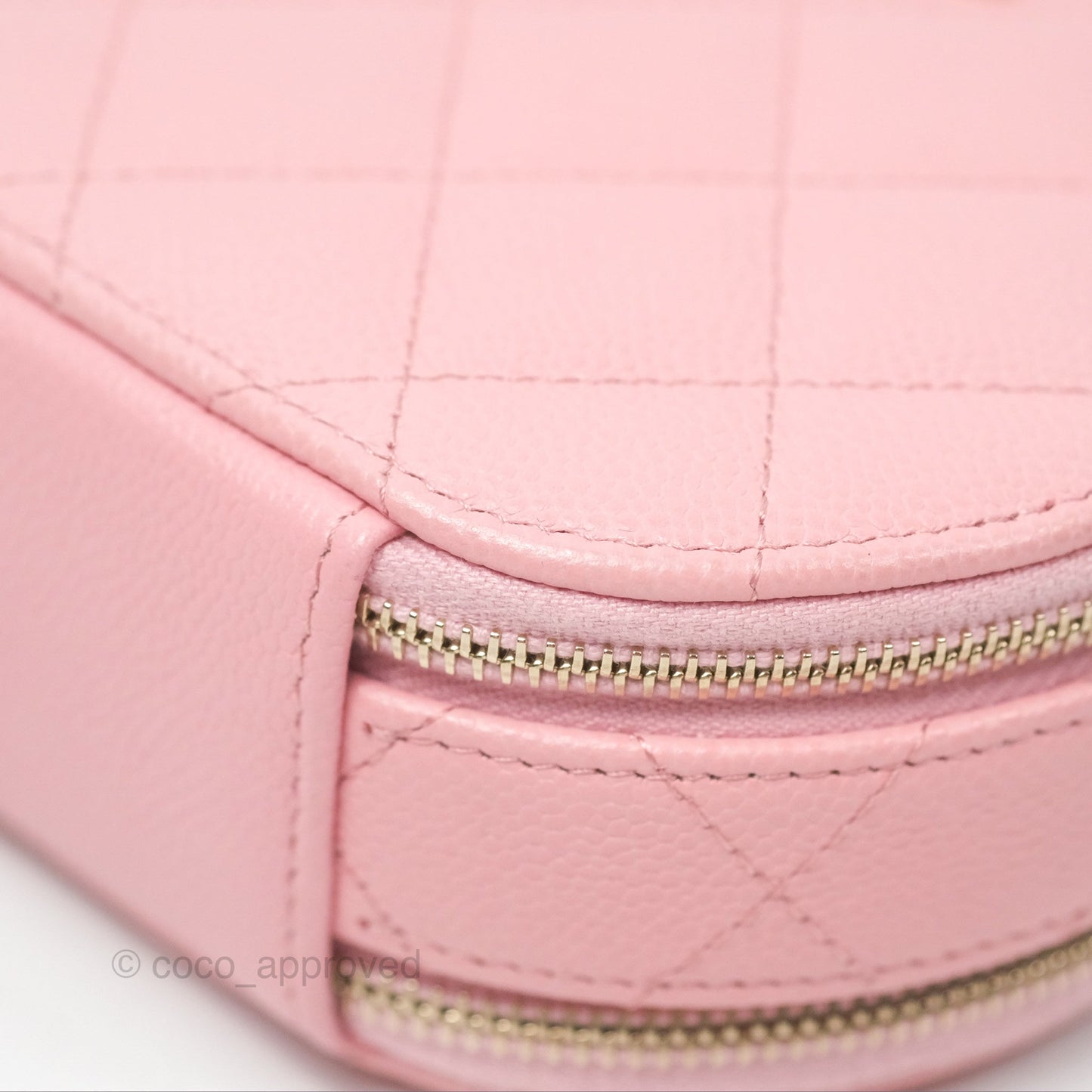 Chanel Mini Round Vanity Bag Handle With Care Pink Caviar 22C