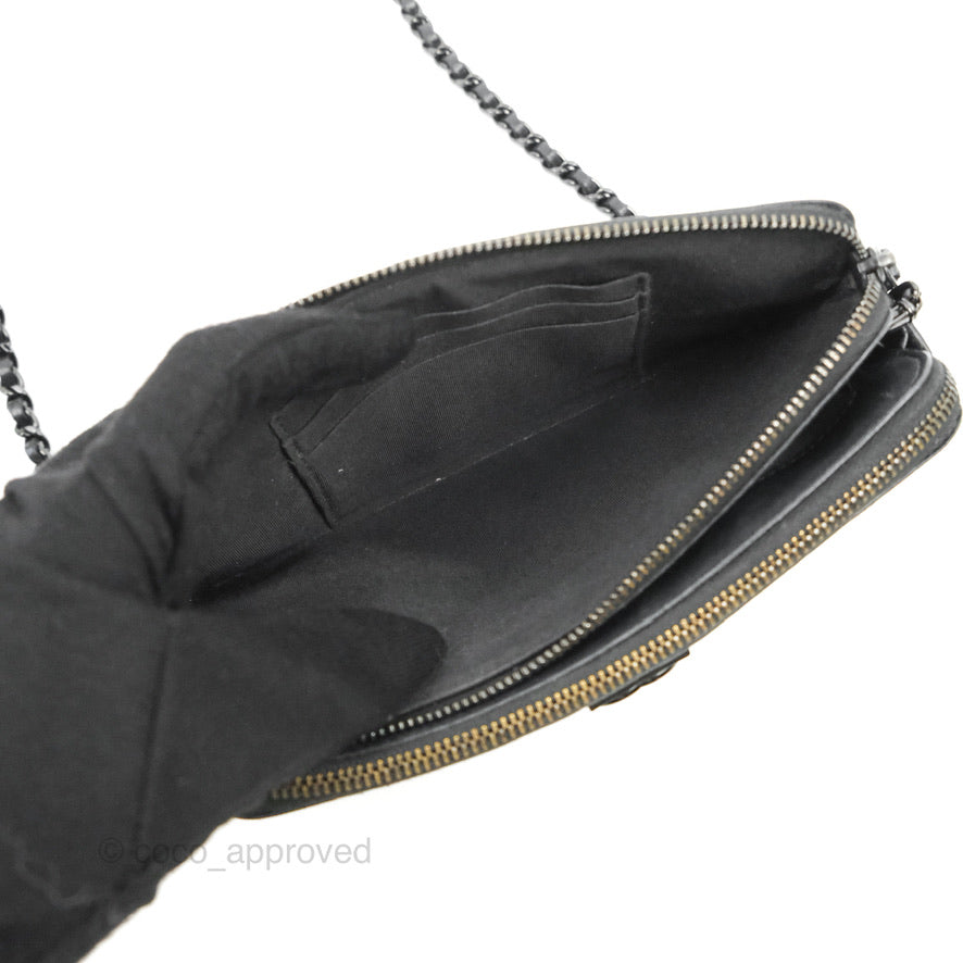 Chanel Le Boy Double Zip Wallet On Chain So Black Lambskin