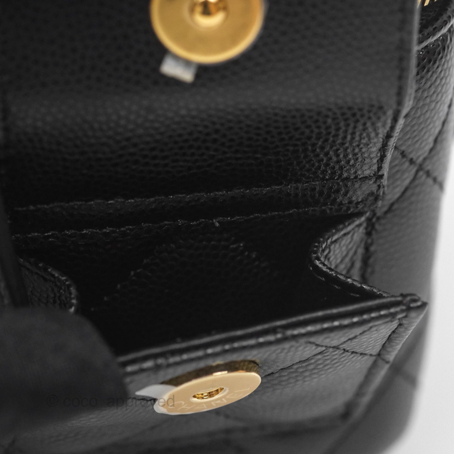 Chanel Cargo Pocket Top Handle Vanity with Chain Black Caviar Gold Hardware