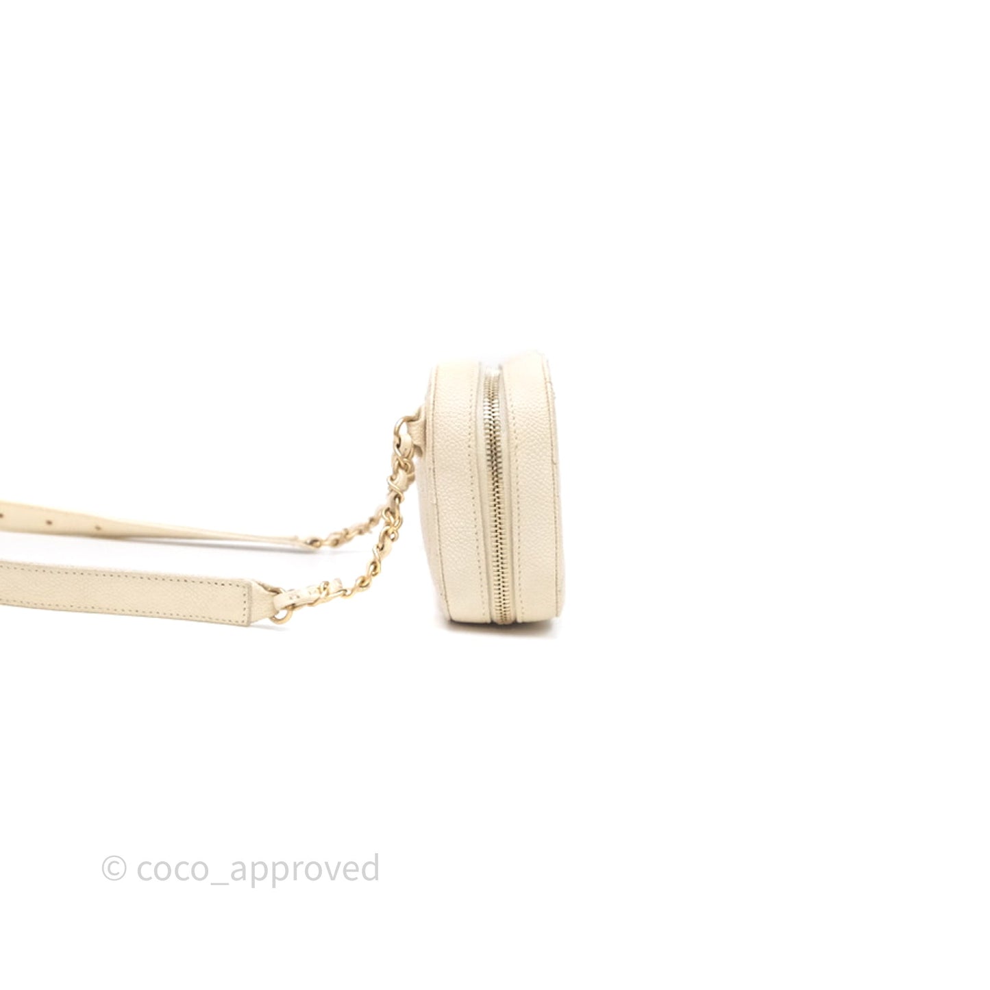 Chanel Quilted Caviar Waist Bag Ivory Aged Gold Hardware