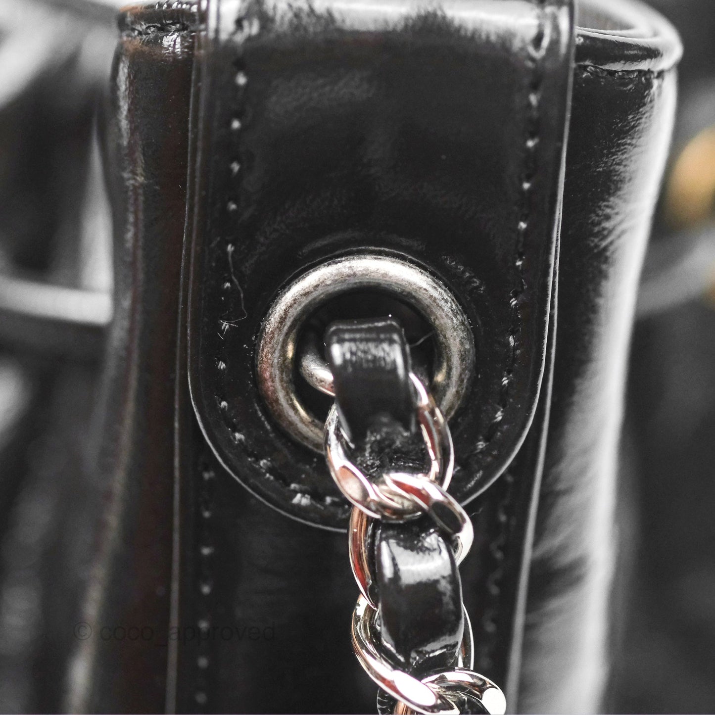 Chanel CC Drawstring Bucket Bag Black Shiny Aged Calfskin