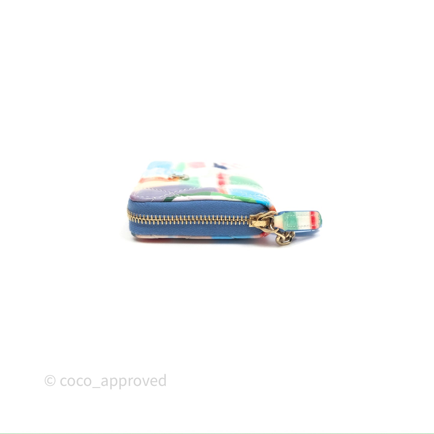 Chanel Printed Quilted Zip Coin Purse Patent Calfskin Multicolor