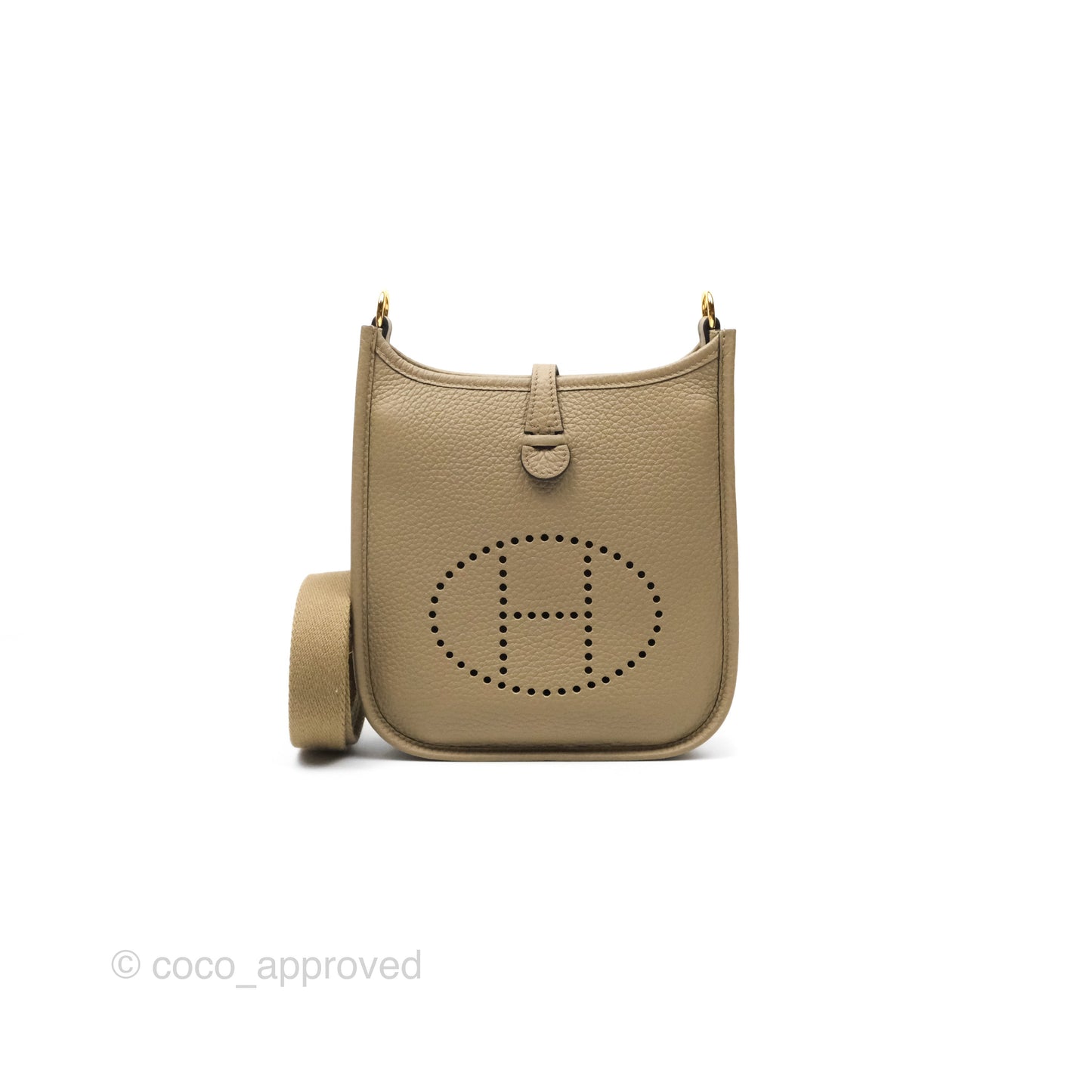 Hermès Mini Evelyne 16 Beige Marfa 8Q Clemence Gold Hardware