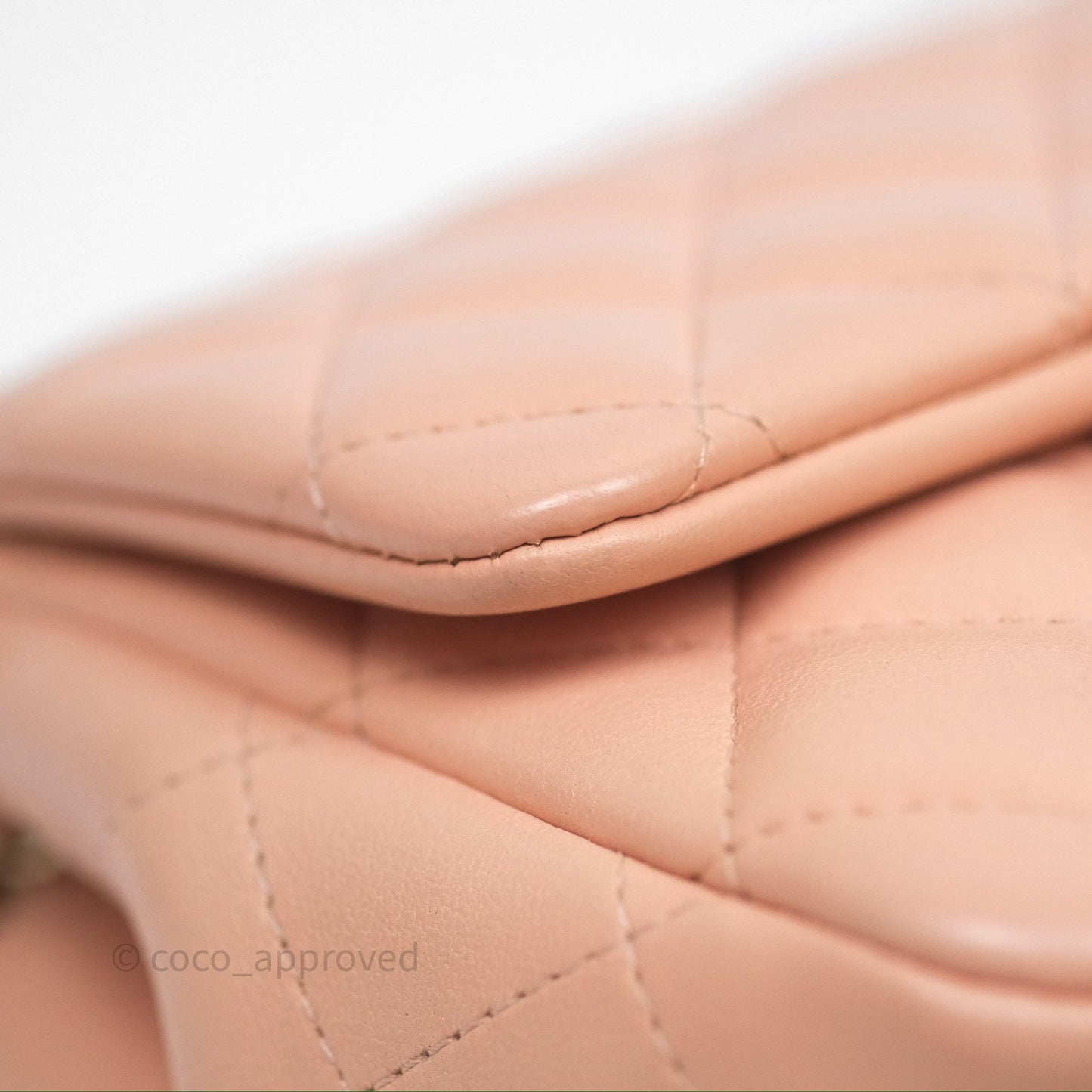Chanel Mini Square Flap Quilted Beige Pink Lambskin Gold Hardware