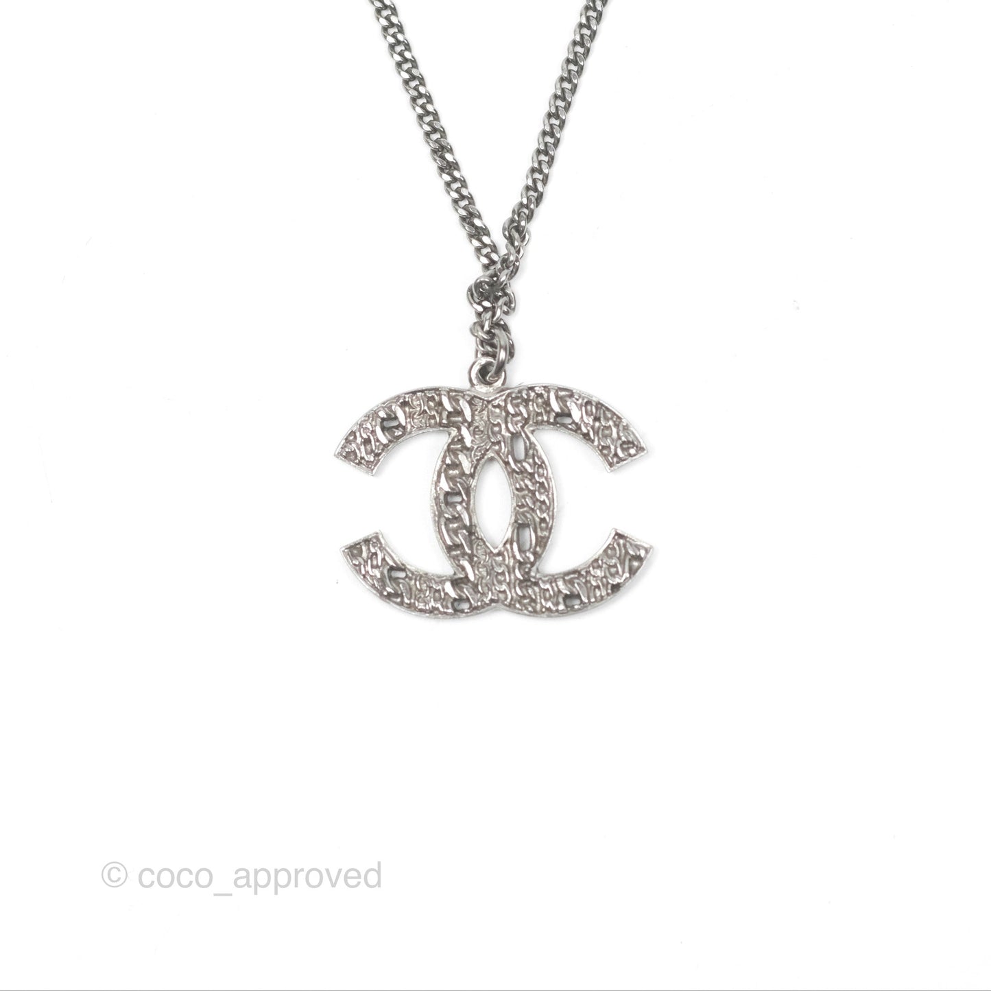 Chanel Chain CC Necklace Gun Metal Tone 14C