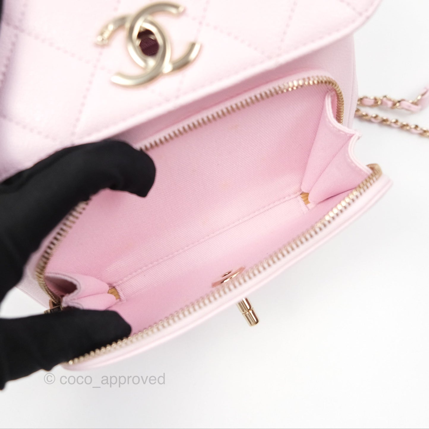Chanel Quilted Small Business Affinity Flap Light Pink Caviar Gold Hardware