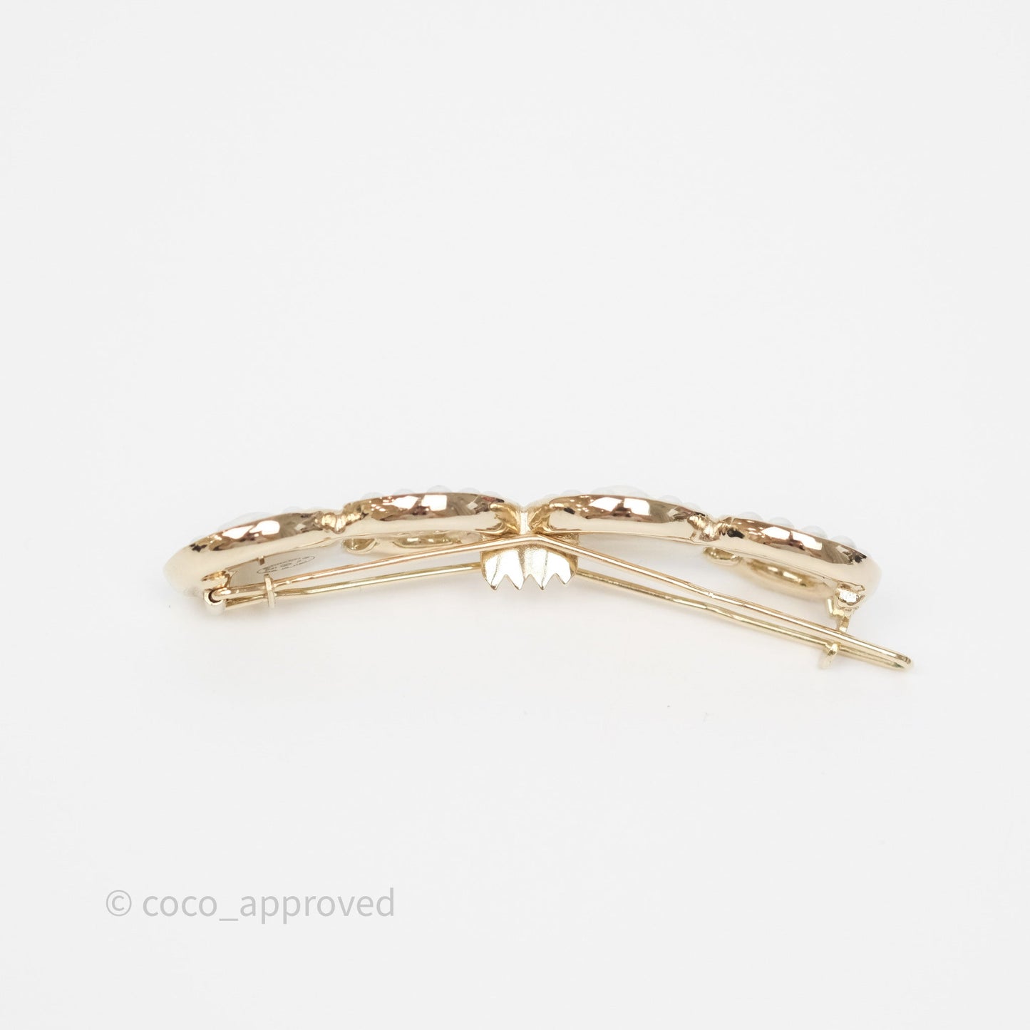 Chanel CC Coco Pearl Hair Clip Gold Tone 21P