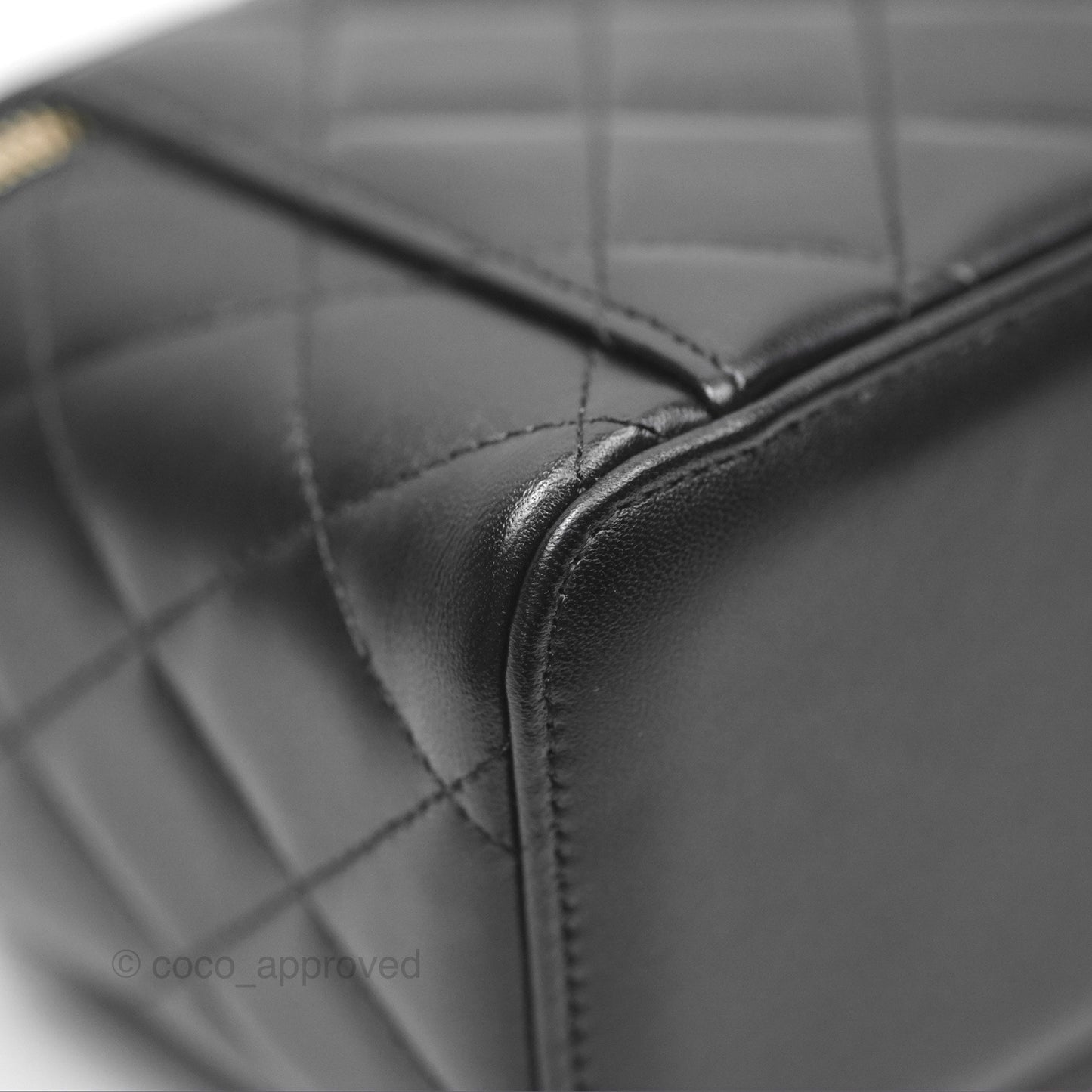 Chanel Vanity Rectangular Top Handle Black Lambskin Gold Hardware