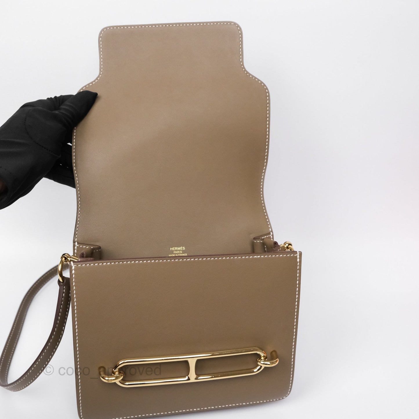 Hermès Roulis Mini 18 Etoupe 18 Swift Gold Hardware