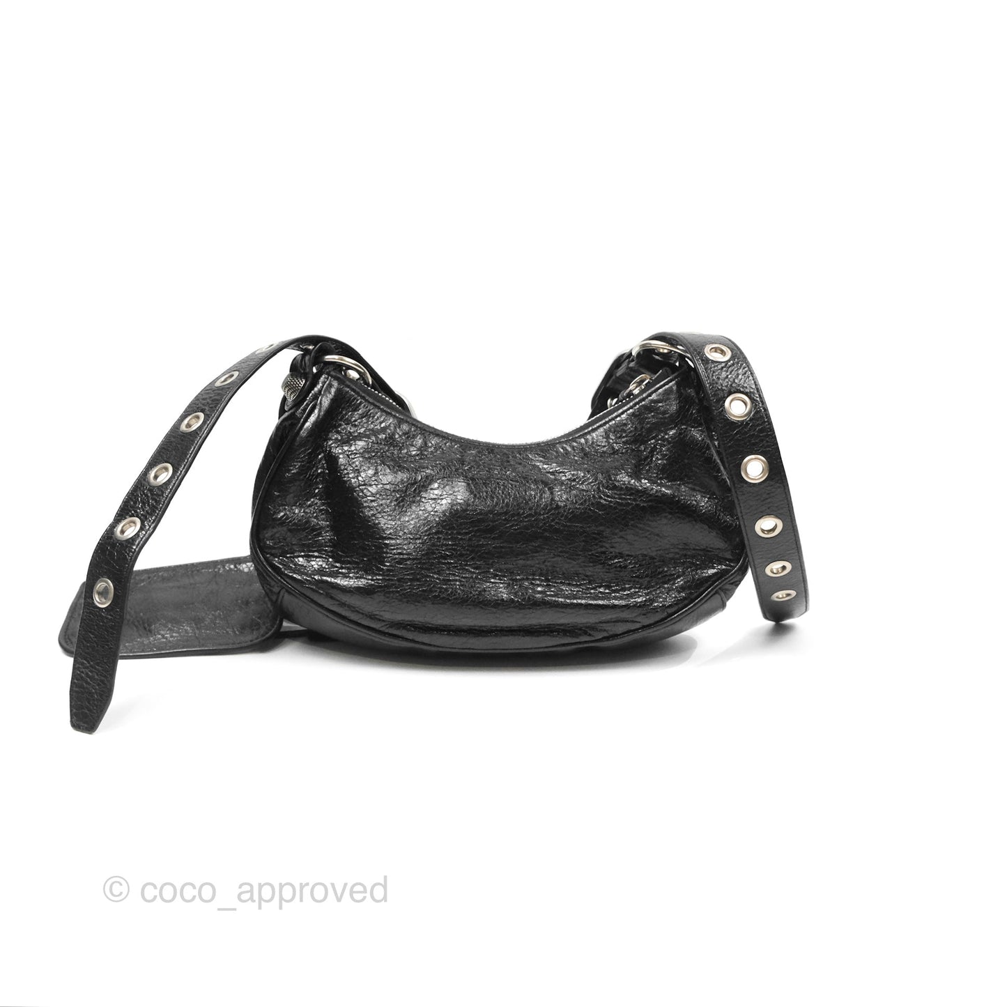 Balenciaga Le Cagole Shoulder Bag Black Aged Calfskin Silver Hardware