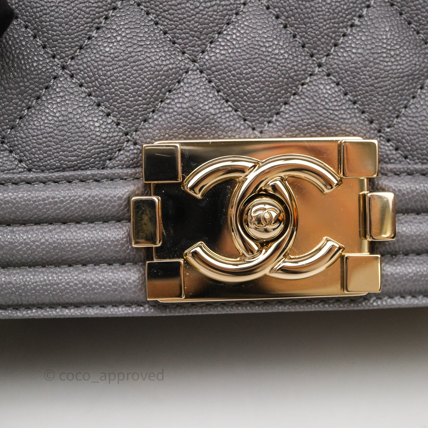 Chanel Small Boy Dark Grey Caviar Gold Hardware