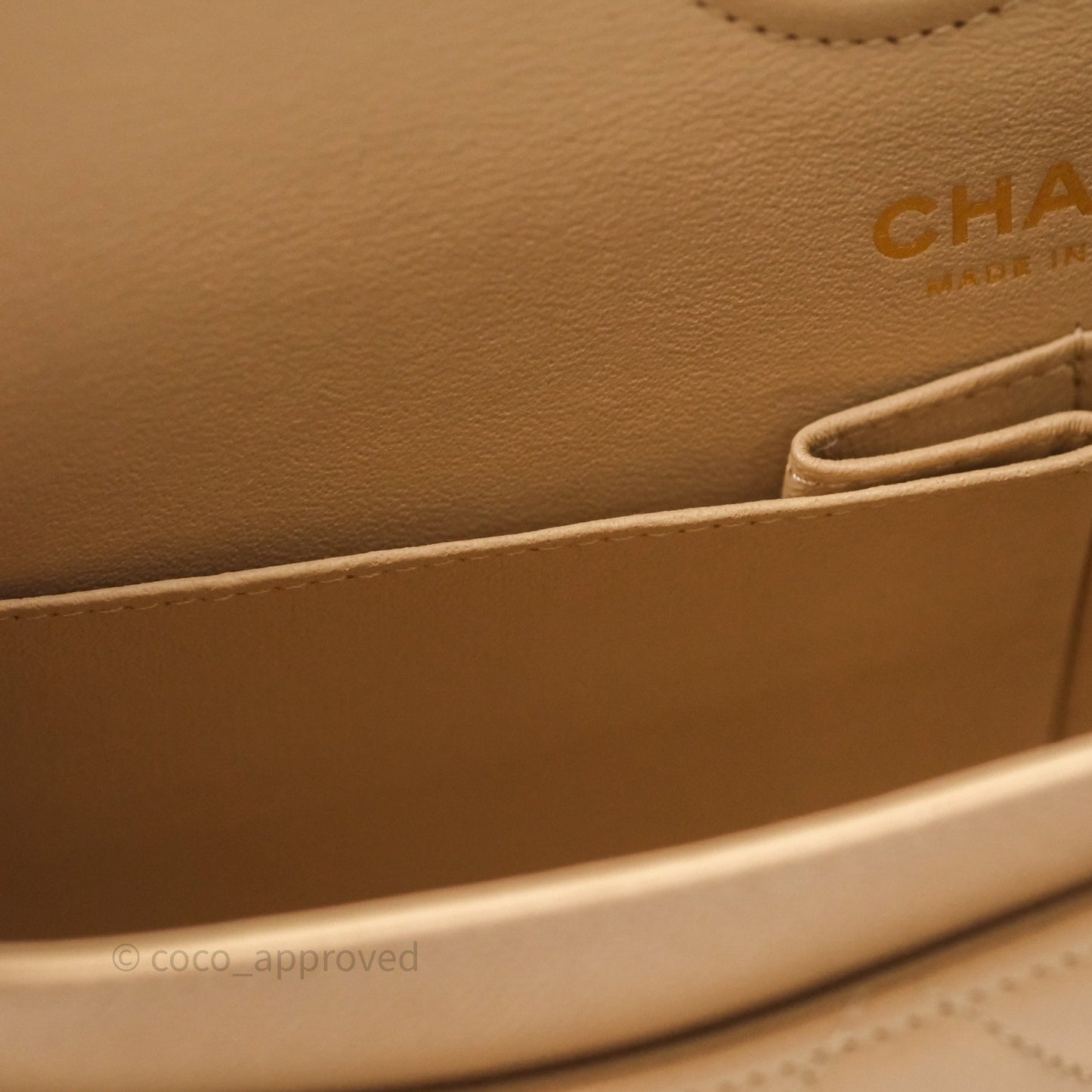Chanel Classic Small S/M Quilted Flap Beige Caviar Gold Hardware