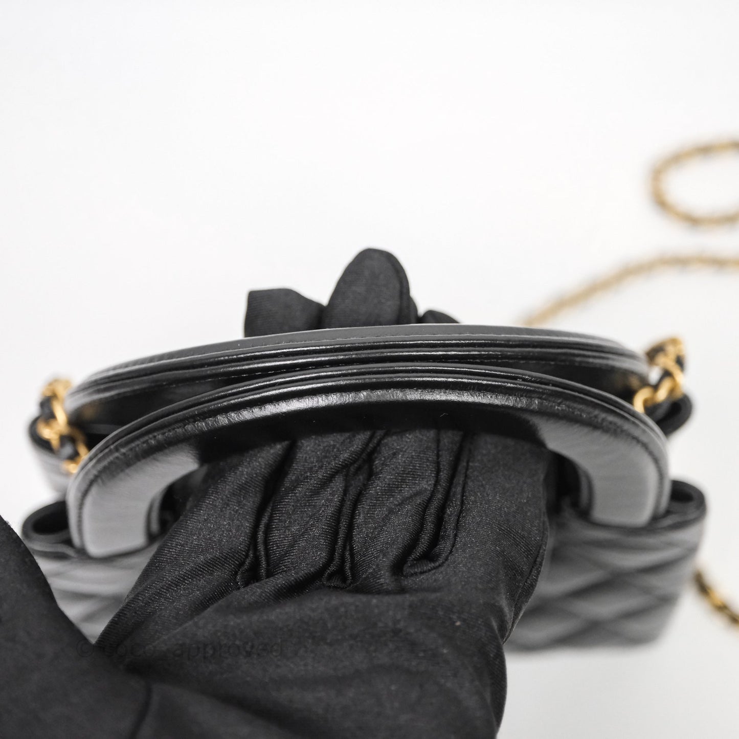 Chanel Kelly Bag Quilted Black Shiny Crumpled Calfskin Aged Gold Hardware