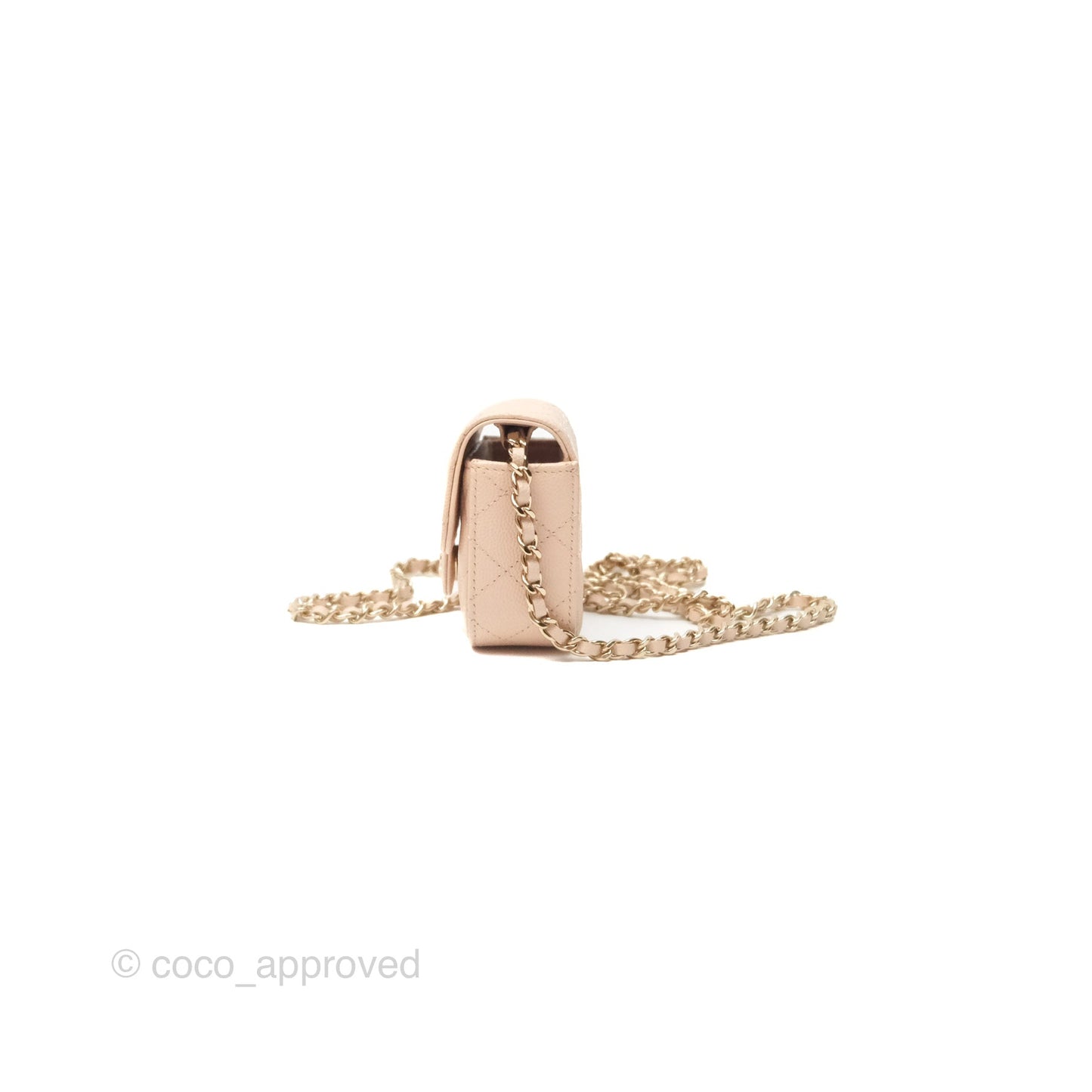Chanel Mini Clutch With Chain Light Pink Caviar Gold Hardware