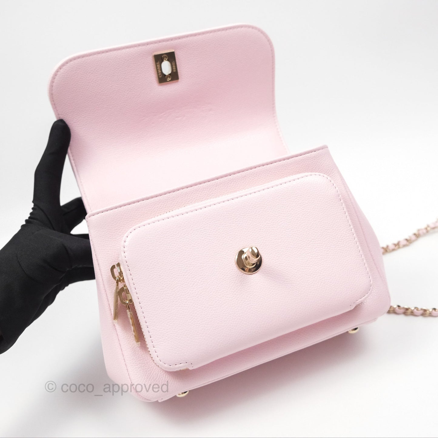 Chanel Quilted Small Business Affinity Flap Light Pink Caviar Gold Hardware