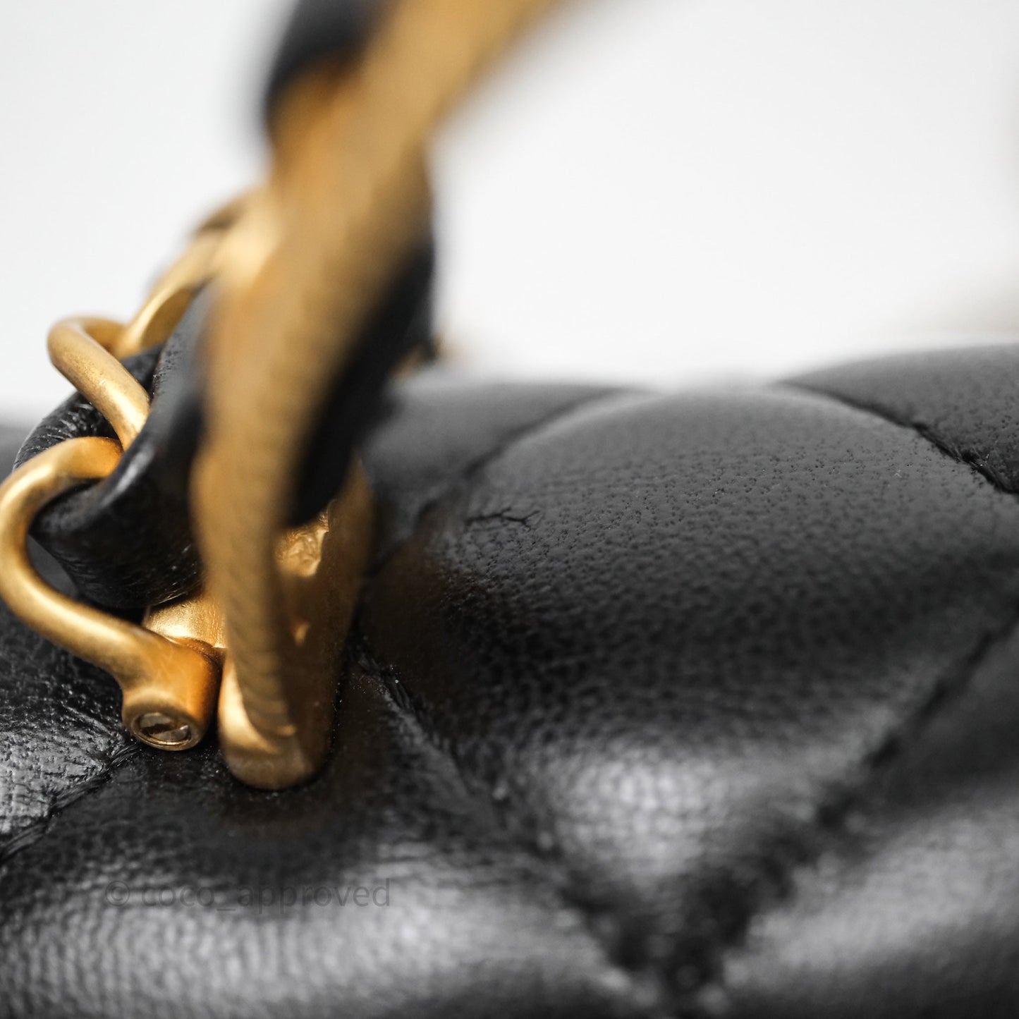 Chanel Top Handle Mini Rectangular Flap Bag Black Lambskin Aged Gold Hardware