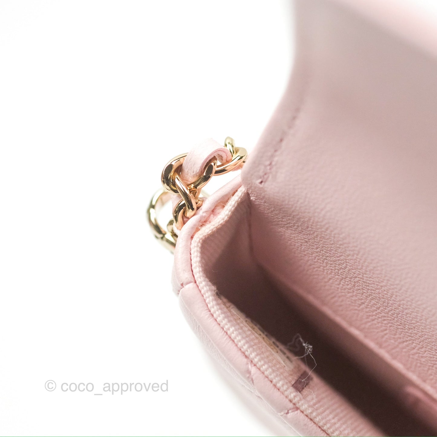 Chanel Mini Chain Around Clutch With Chain Pink Lambskin Gold Hardware 22S