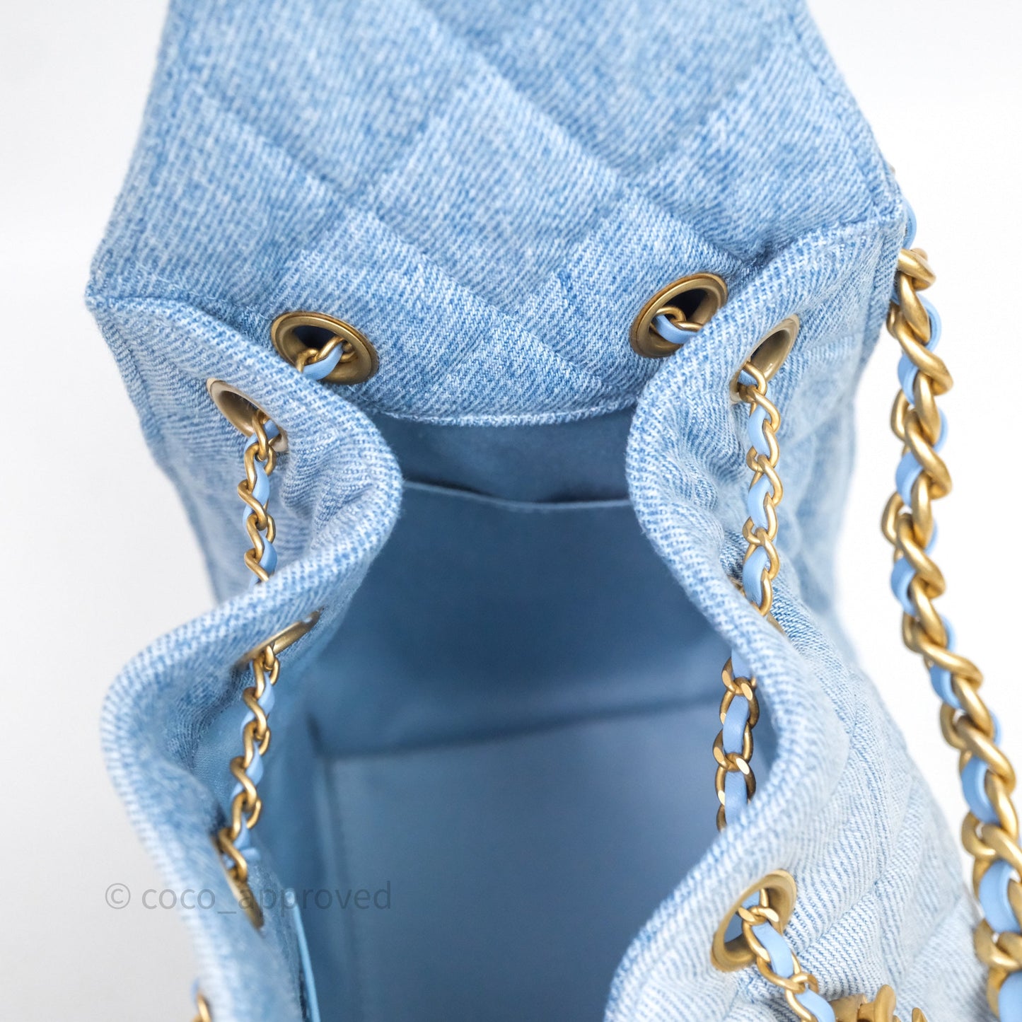 Chanel 25 Small Hobo Blue Washed Denim Aged Gold Hardware