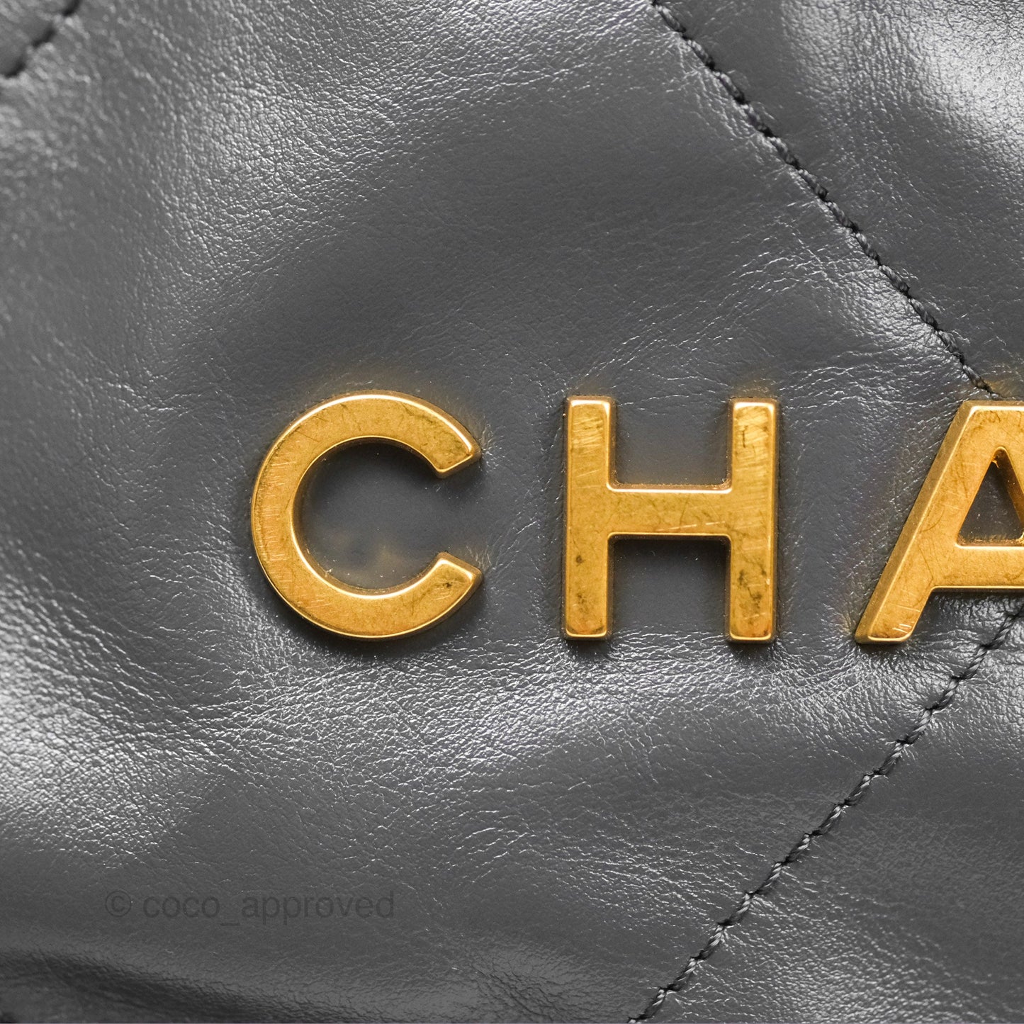 Chanel 22 Small Quilted Backpack Dark Grey Shiny Calfskin