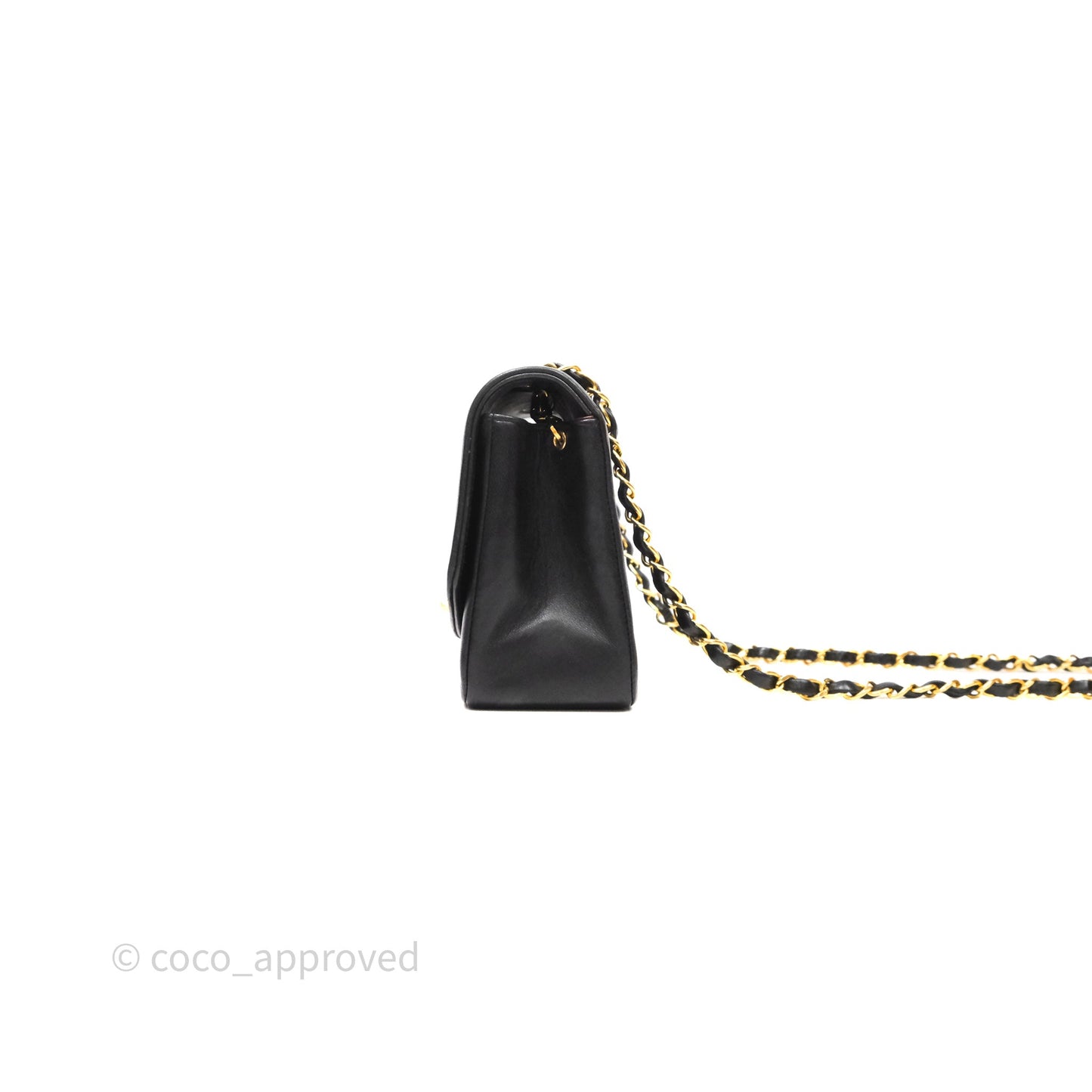 Chanel Vintage Small Classic Diana Flap Bag Black Lambskin 24K Gold Hardware