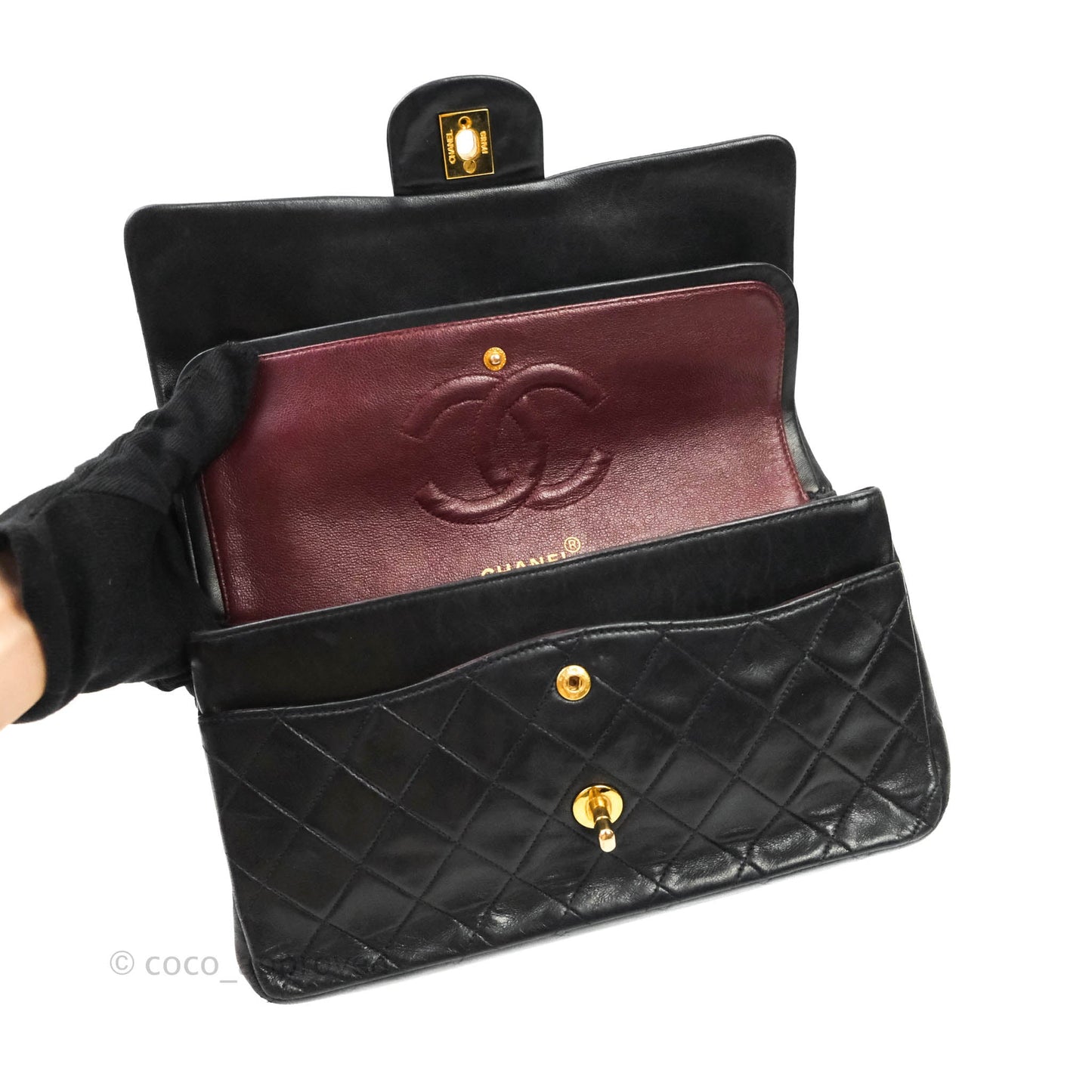 Chanel Vintage Classic Quilted Lambskin Flap Bag Black 24K Gold Hardware
