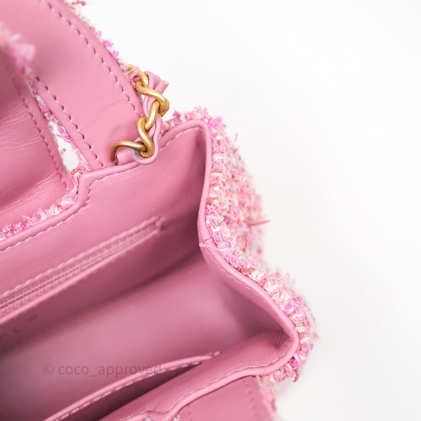 Chanel Kelly Bag Pink Tweed Aged Gold Hardware