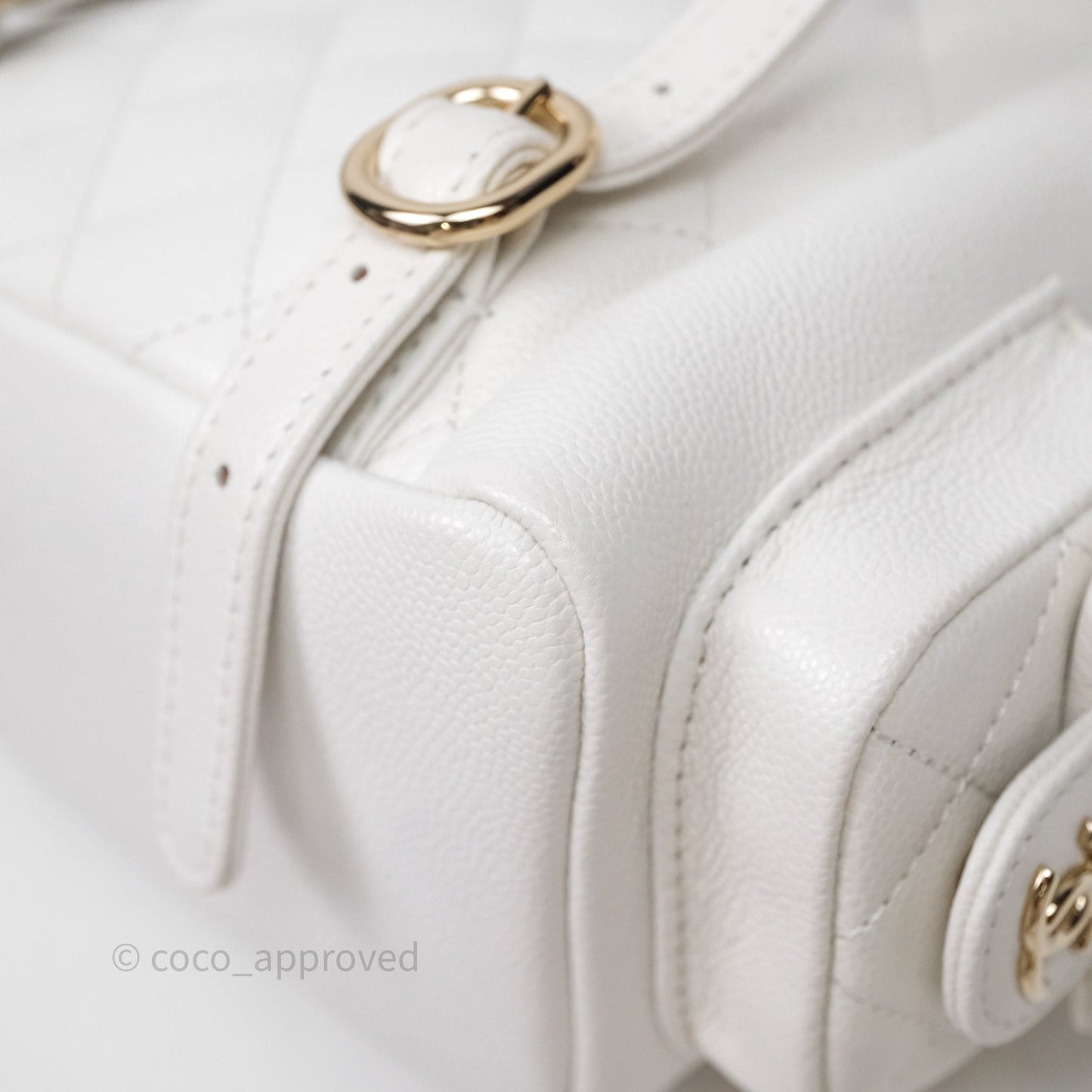 Chanel Small Duma Backpack Caviar White Gold Hardware