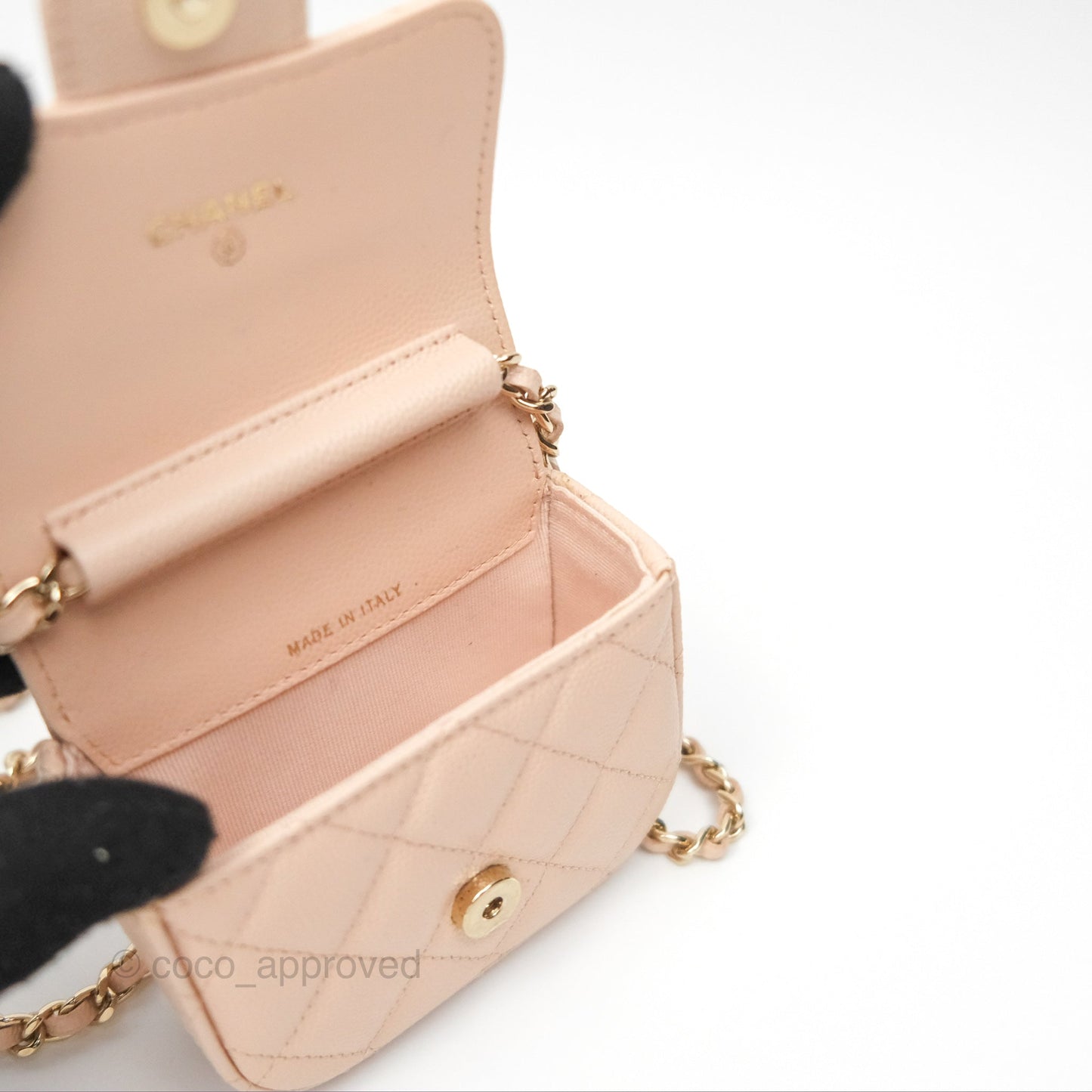 Chanel Mini Clutch With Chain Light Pink Caviar Gold Hardware