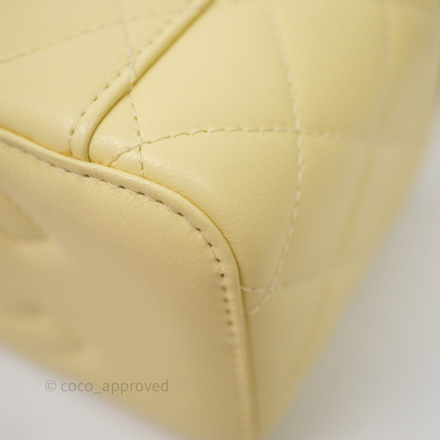 Chanel Quilted Vanity Rectangular with Camellia Adjustable Chain Yellow Lambskin