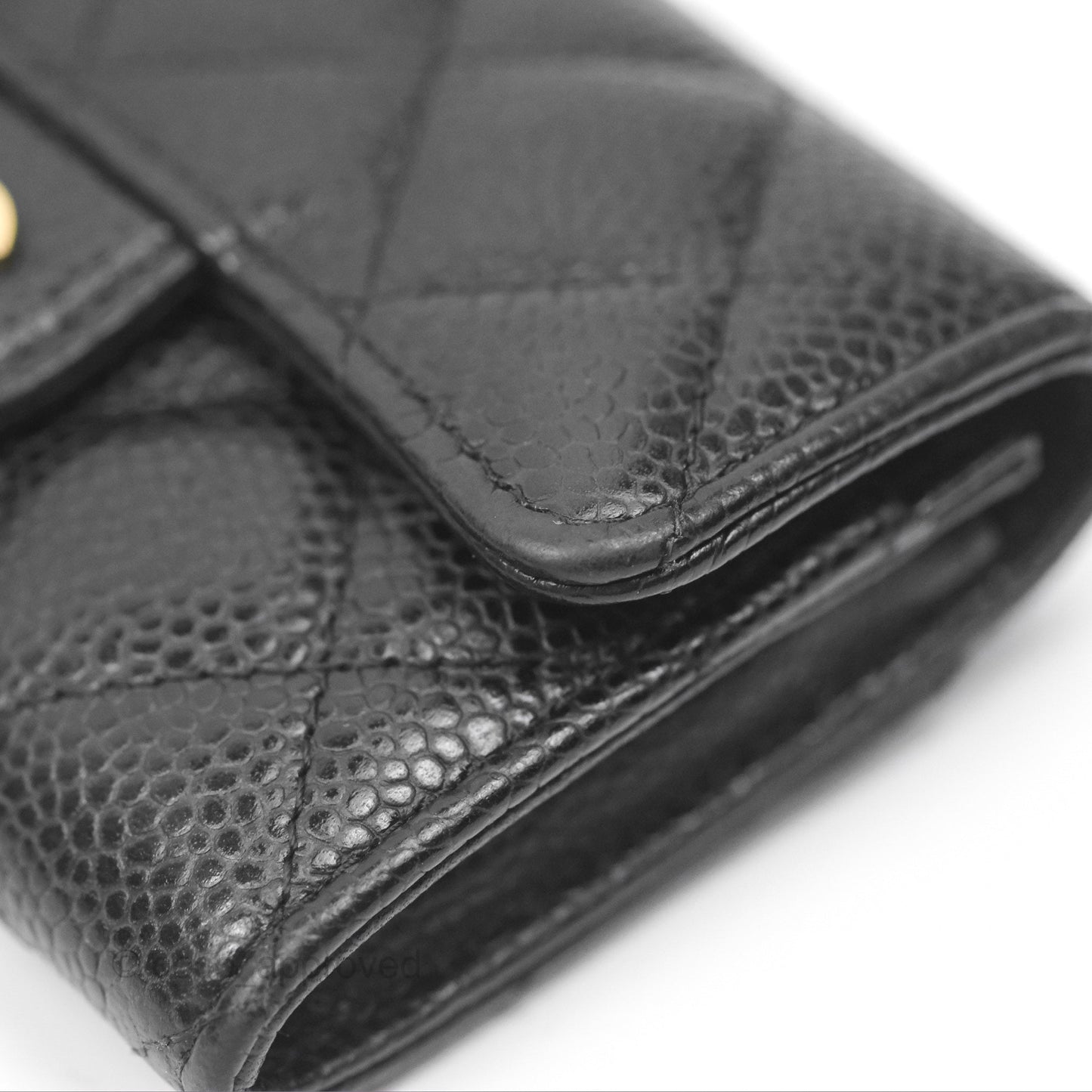 Chanel Quilted Flap Card Holder Black Caviar Gold Hardware