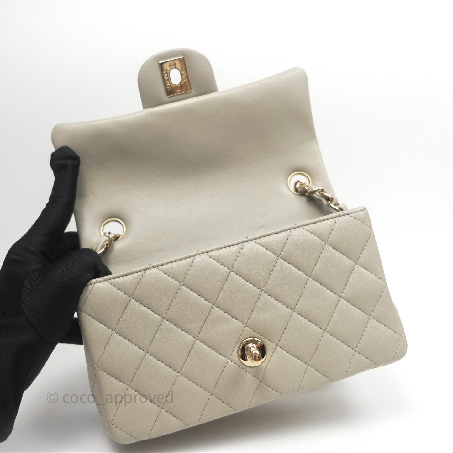 Chanel Mini Rectangular Quilted Sage Lambskin Gold Hardware