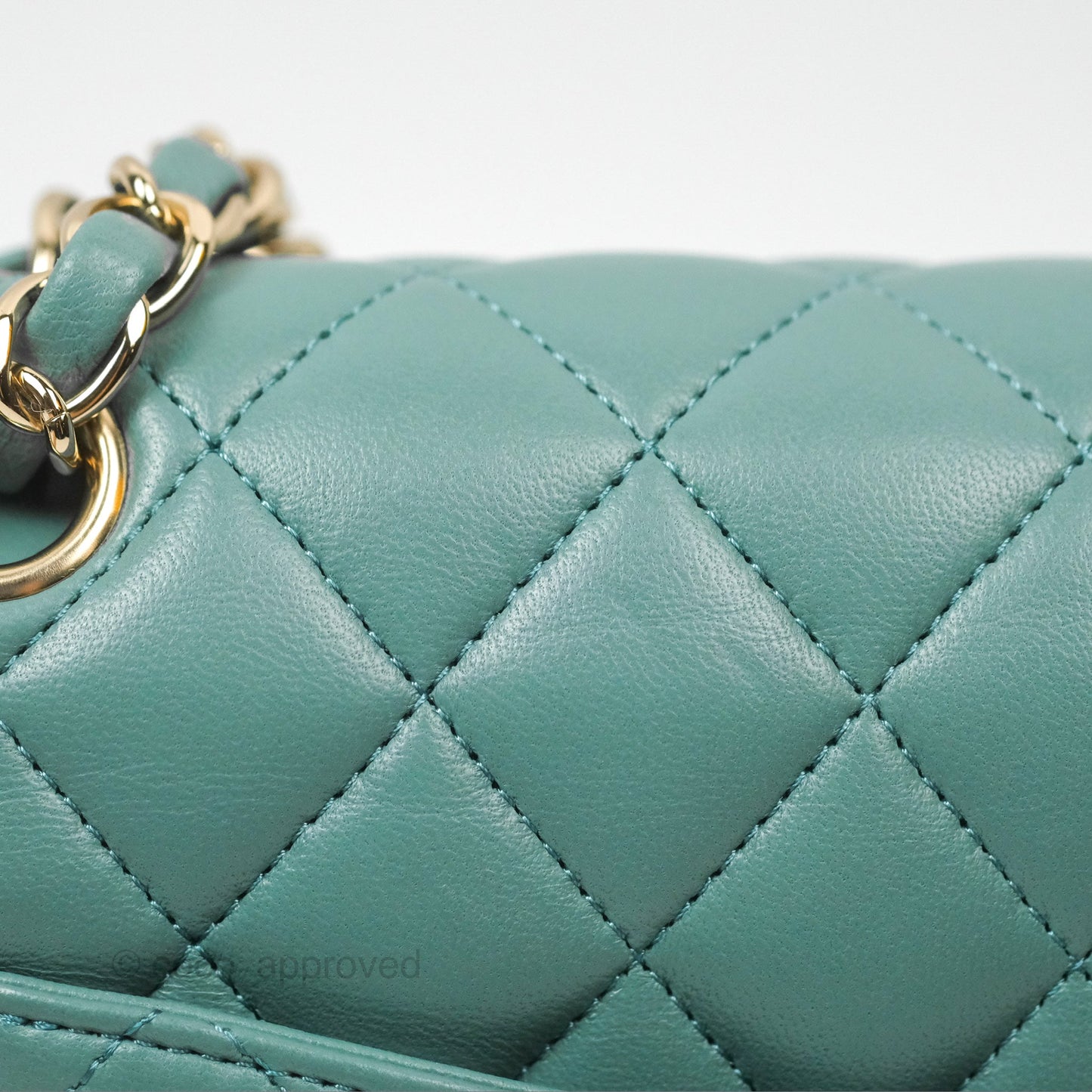 Chanel Small Quilted Classic Flap Dark Tiffany Green Lambskin Gold Hardware