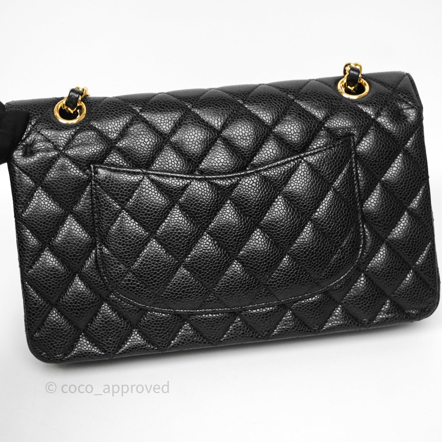 Chanel Classic M/L Medium Flap Quilted Black Caviar Gold Hardware