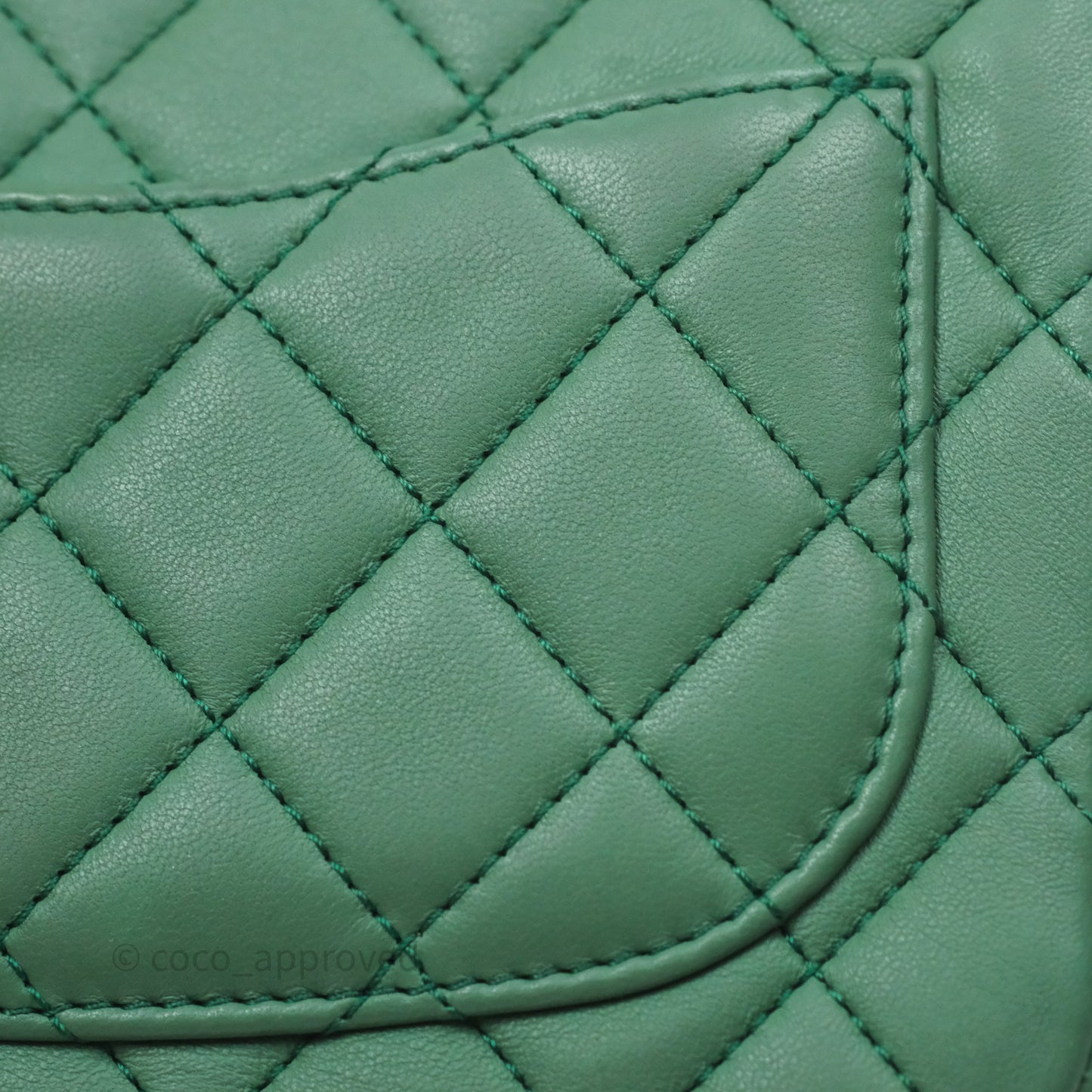 Chanel Pearl Crush Mini Square Quilted Green Lambskin Aged Gold Hardware