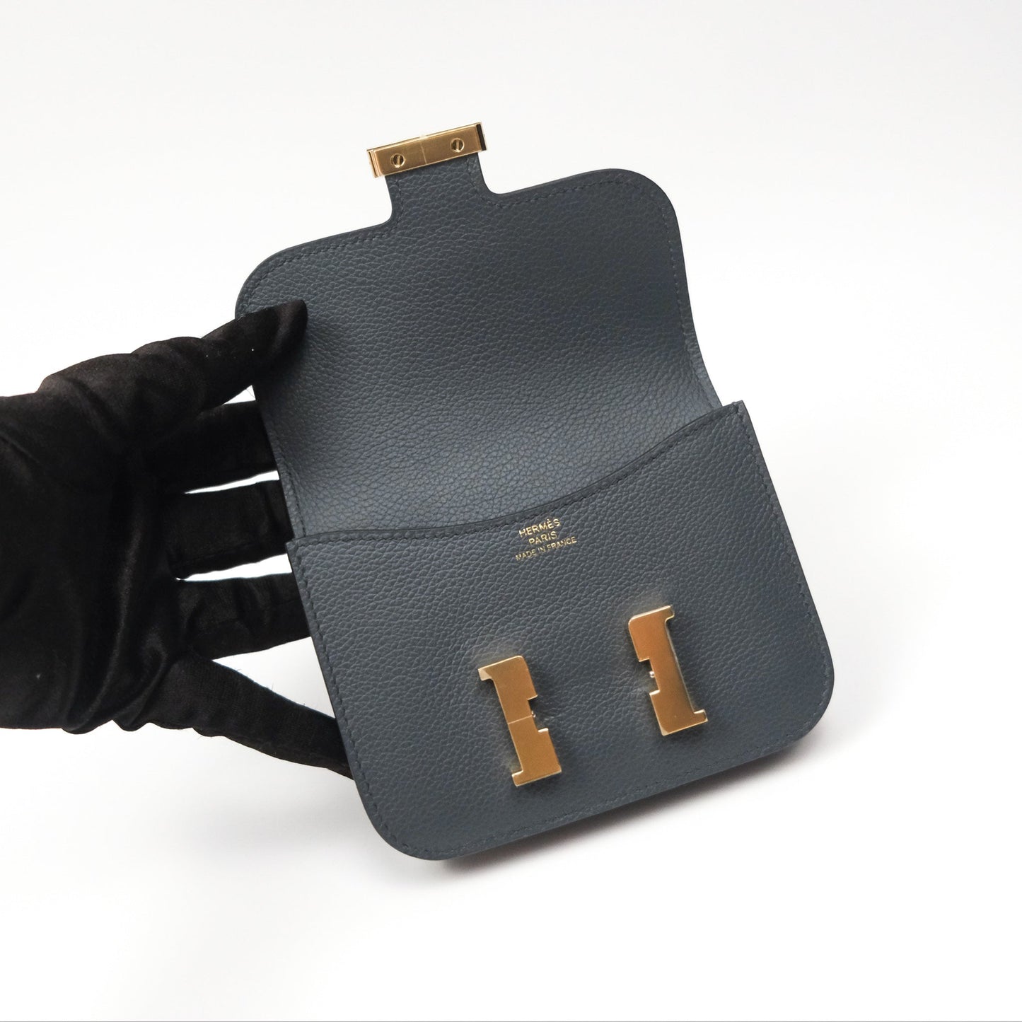 Hermès Constance Slim Wallet Gris Misty / Beige Marfa Evercolor Gold Hardware