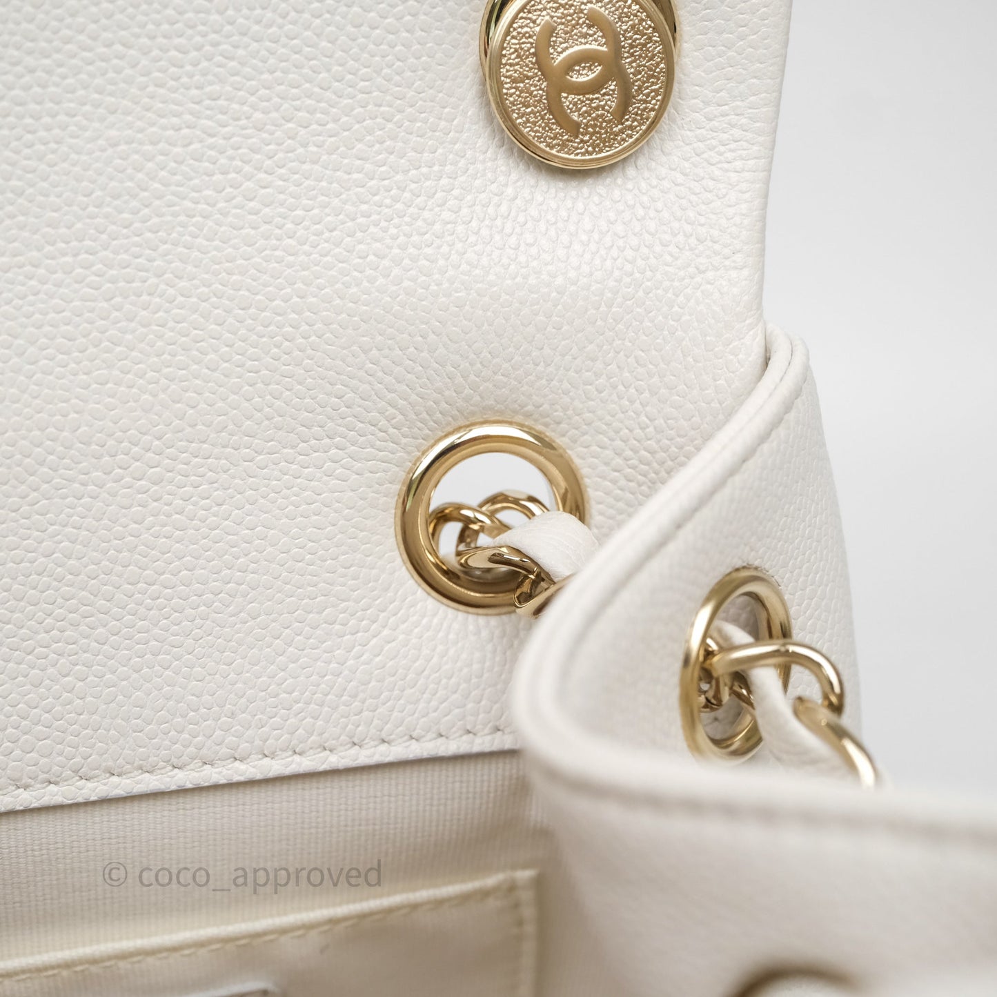 Chanel Duma Backpack White Caviar Gold Hardware 23K