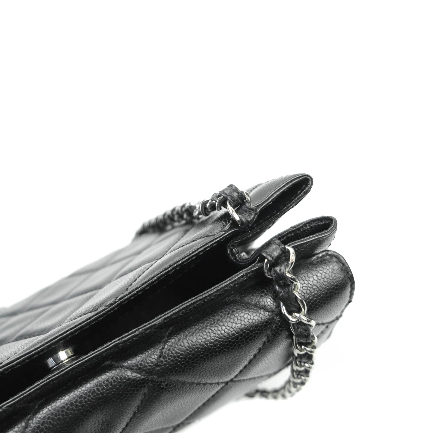 Chanel Quilted Black Caviar Tote Silver Hardware