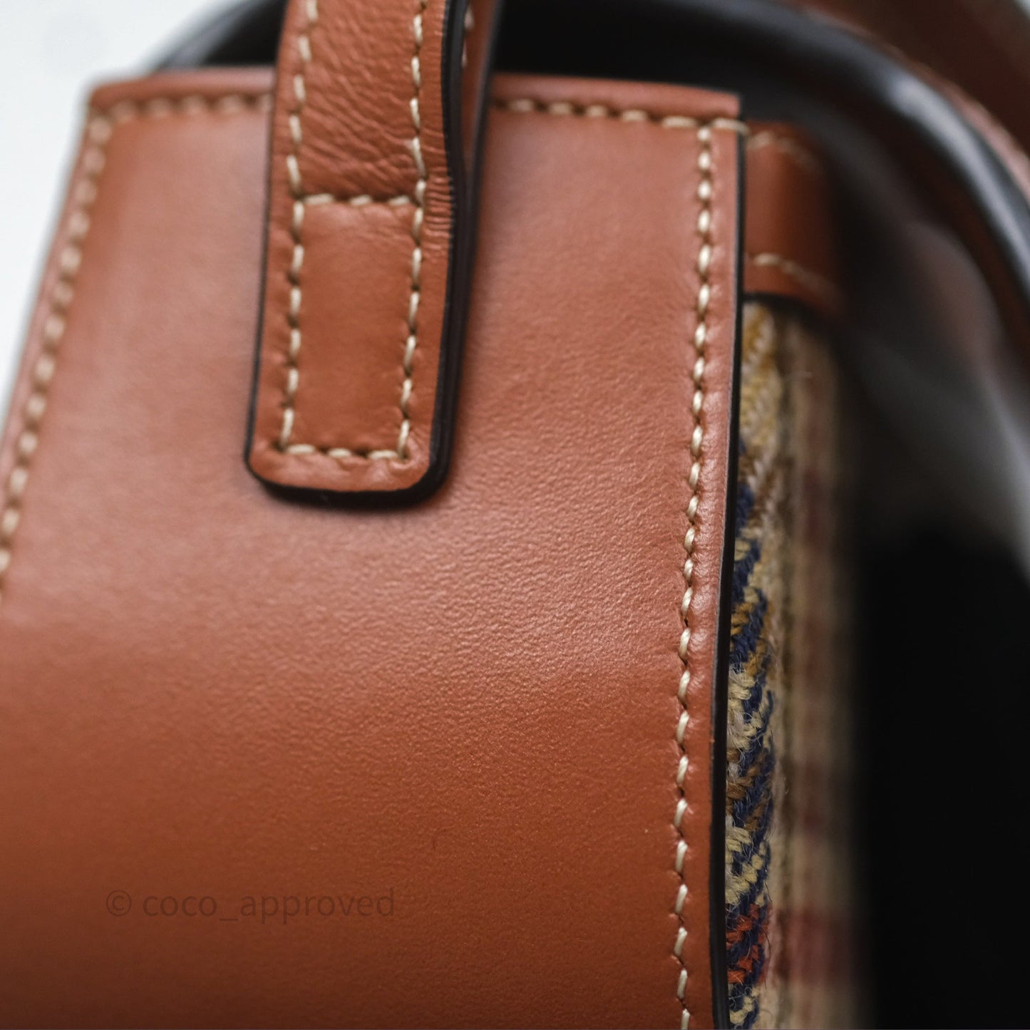 Celine Clutch on Strap in Tartan Textile and Natural Calfskin