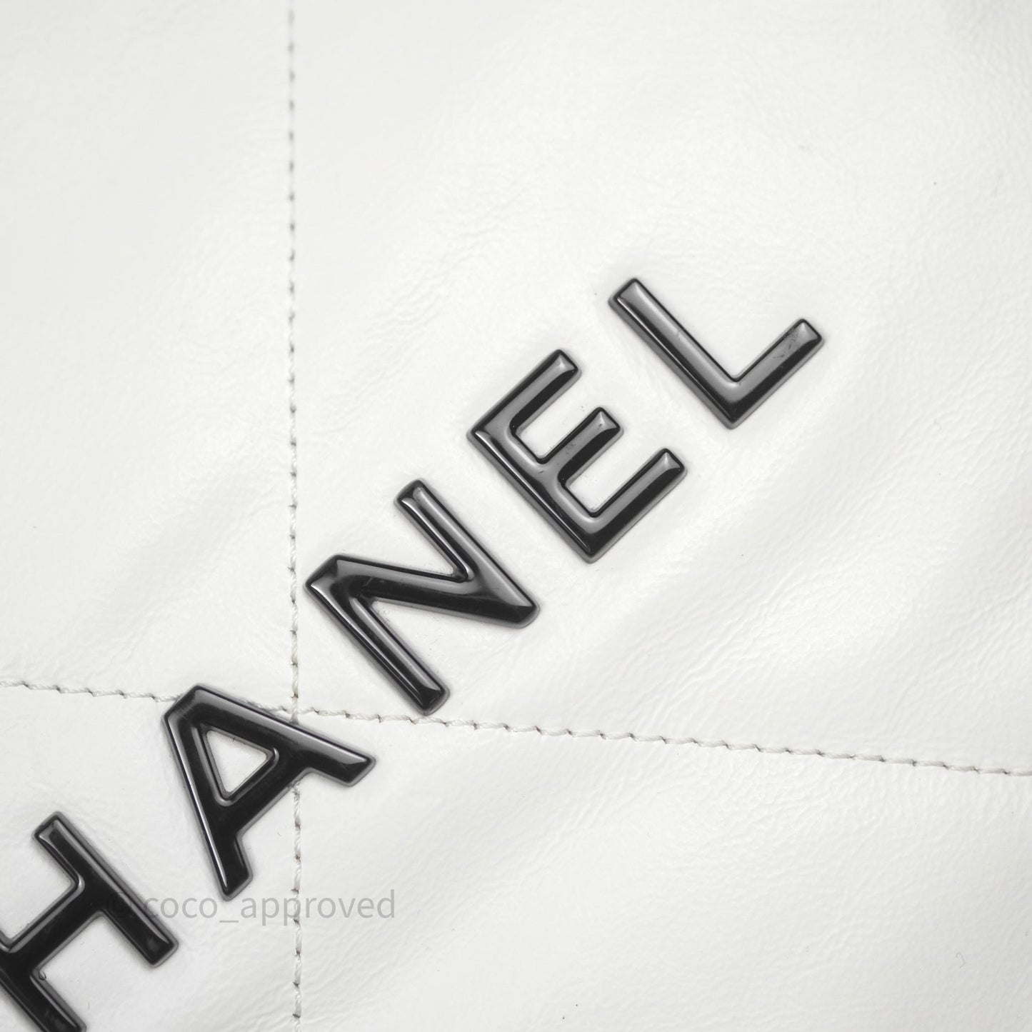 Chanel 22 Small White Aged Calfskin Black Logo Aged Gold Hardware