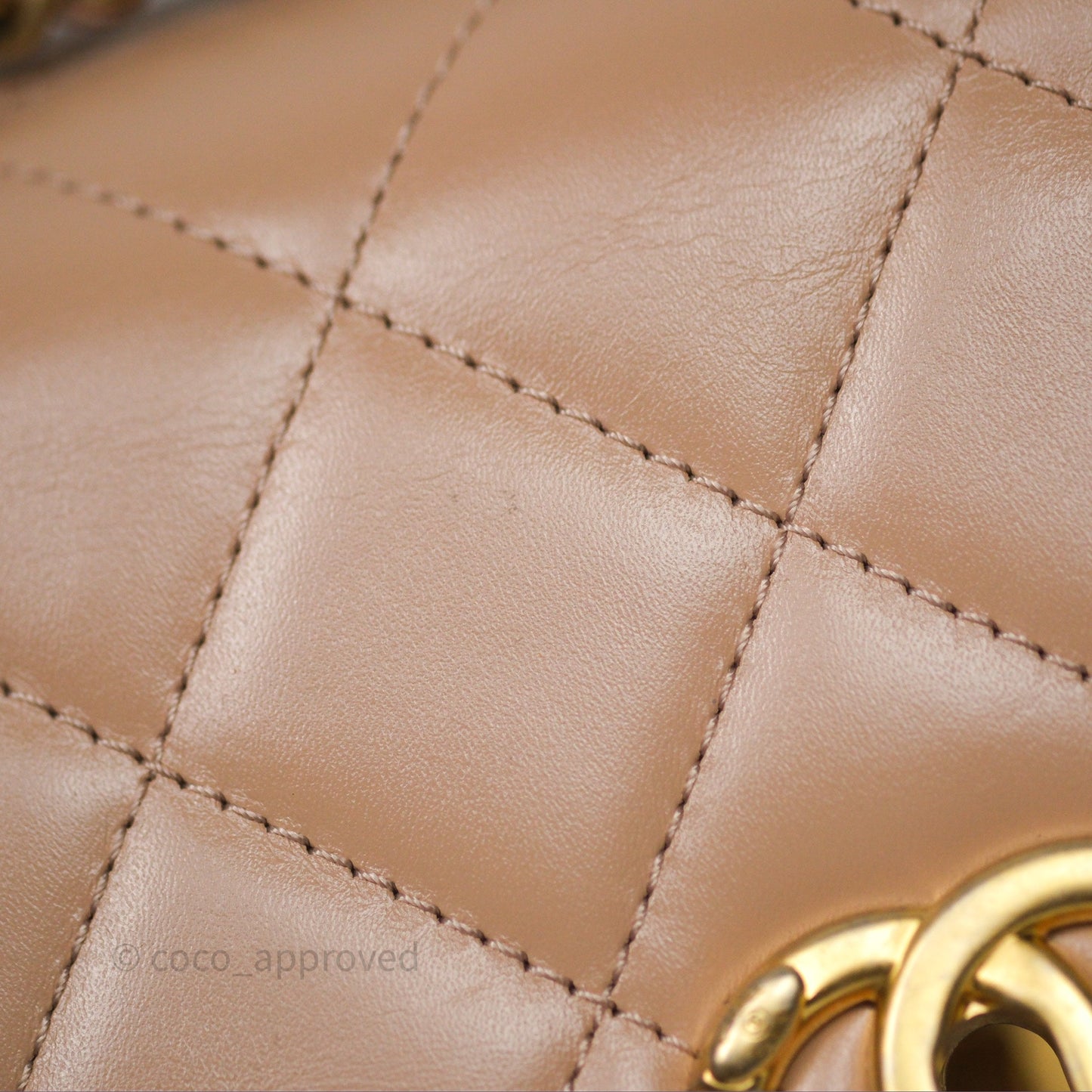 Chanel Quilted Mini Perfect Fit Adjustable Beige Calfskin Gold Hardware